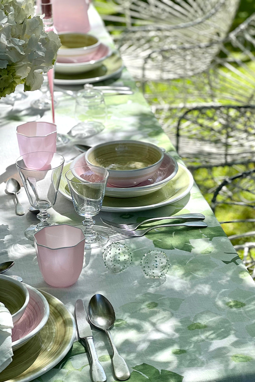 'Hydrangea' Linen Tablecloth in Green