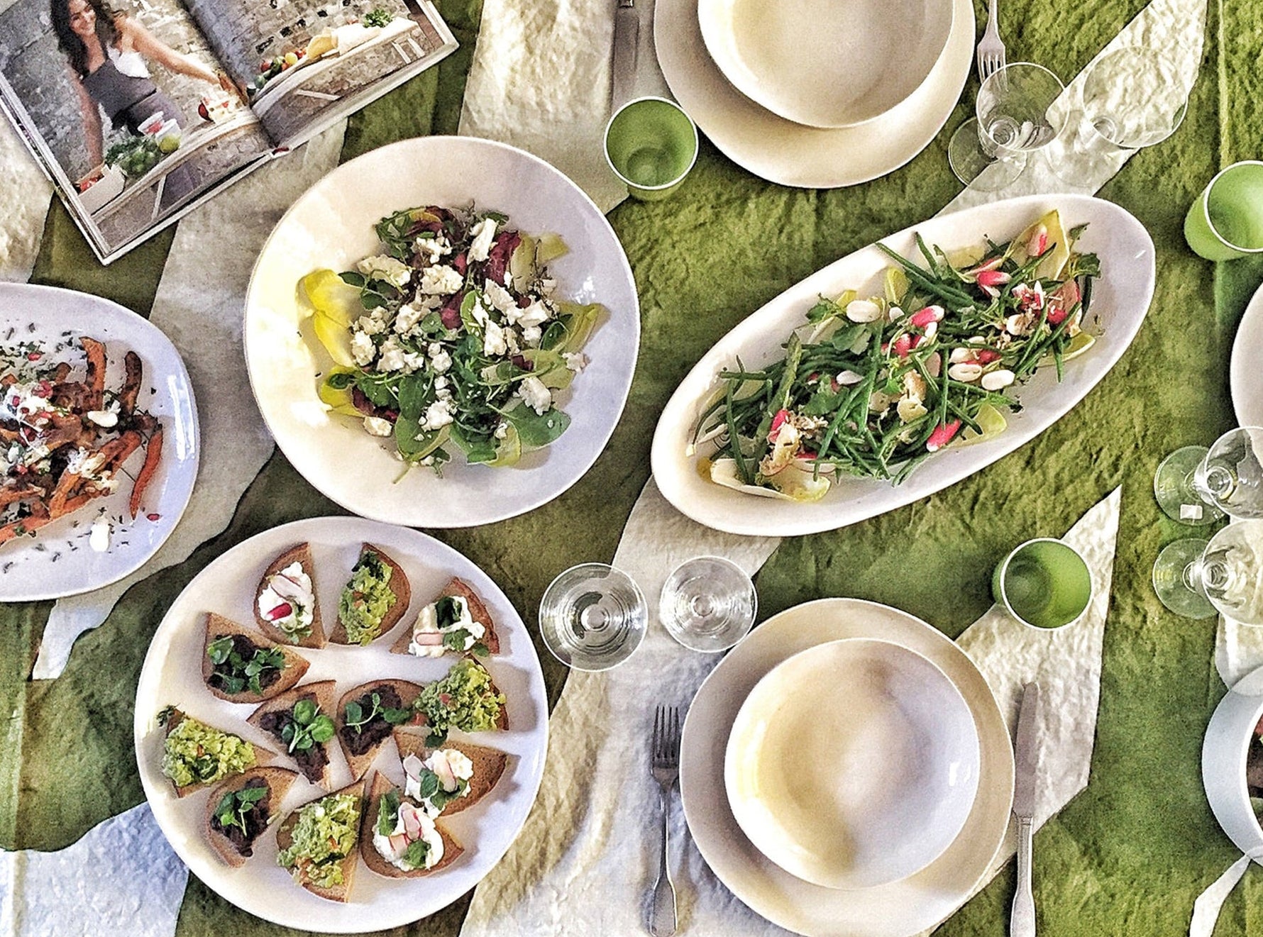 Bespoke Word Linen Tablecloth in Avocado Green