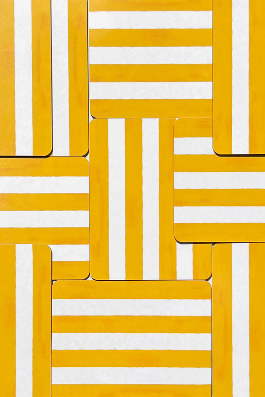 'Stripe' Cork-Backed Placemat in Lemon Yellow, 29 x 38cm