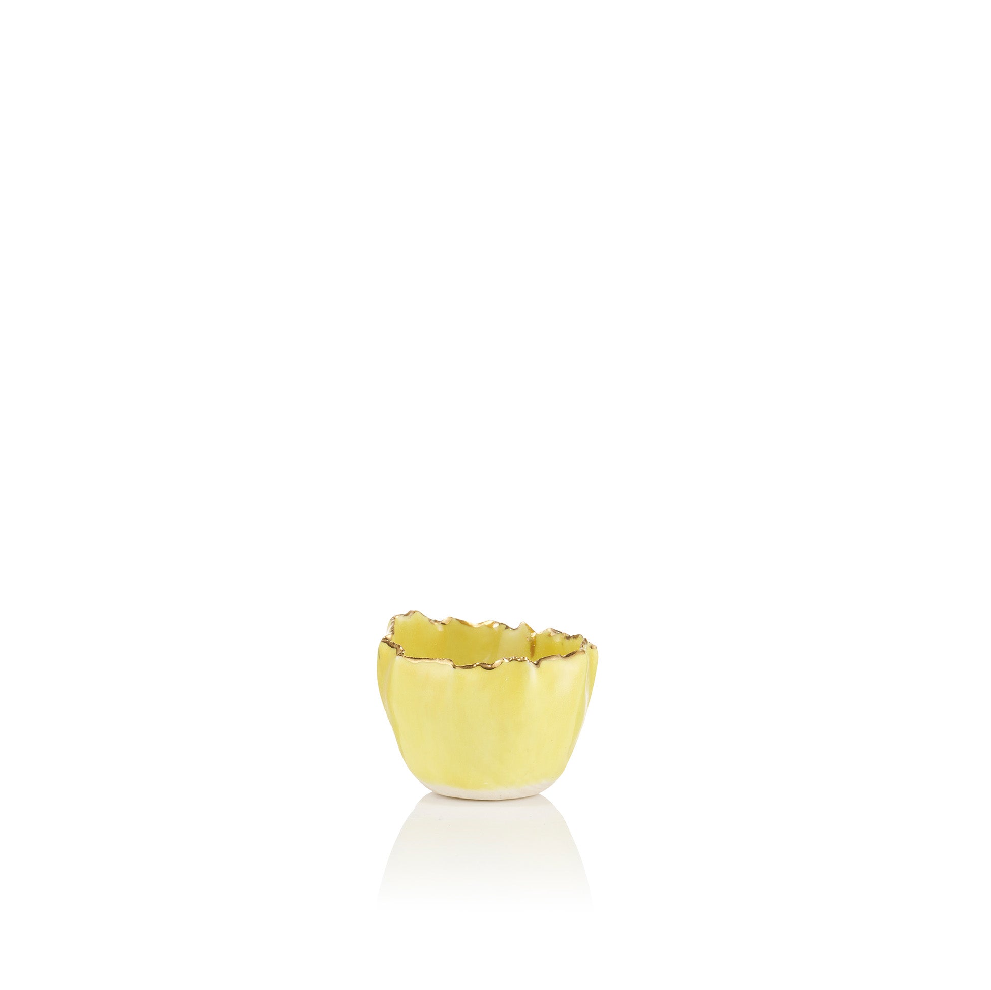 Gold Rim Yellow Pinch Pot, 5cm