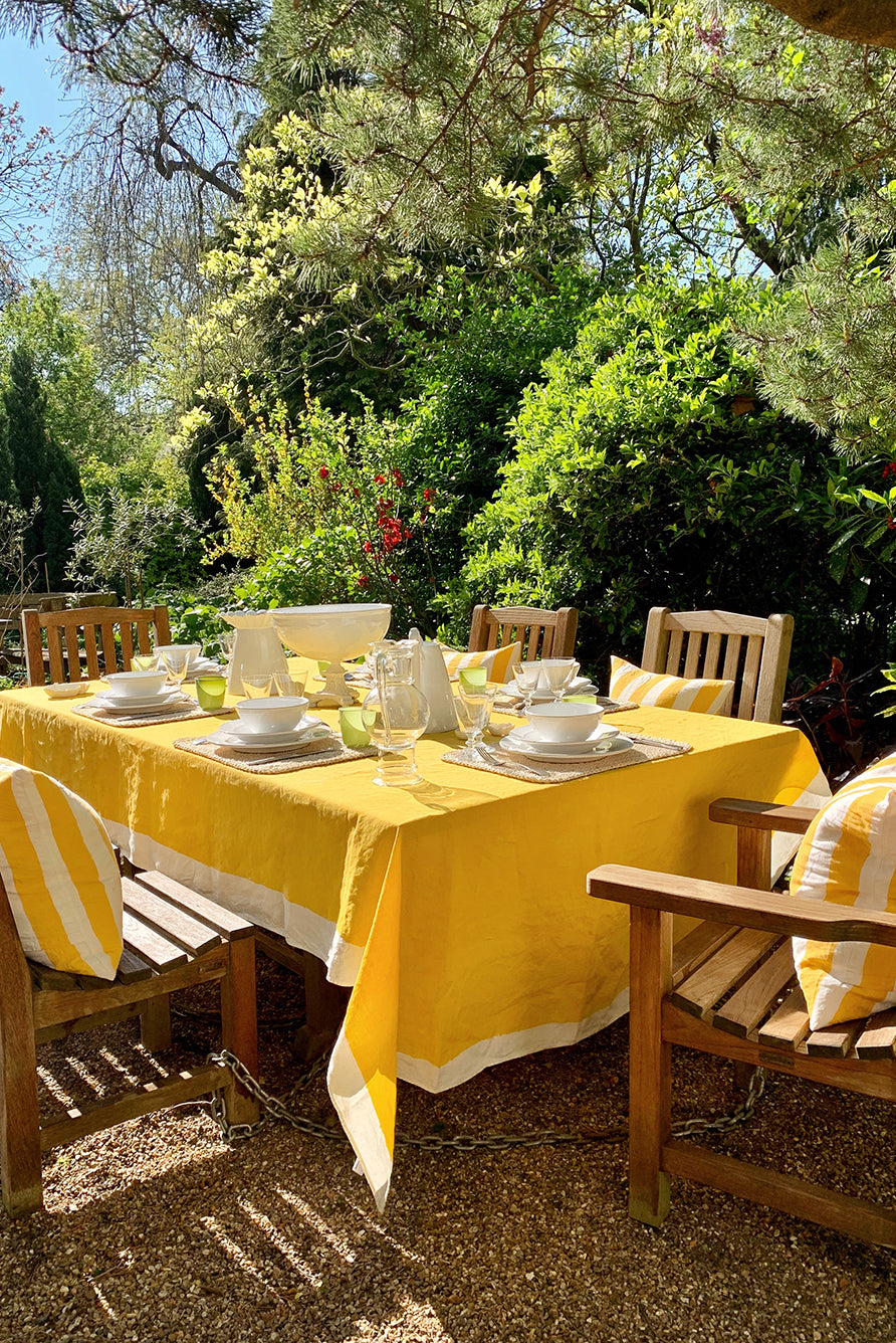 'Full Field' Linen Tablecloth in Lemon Yellow