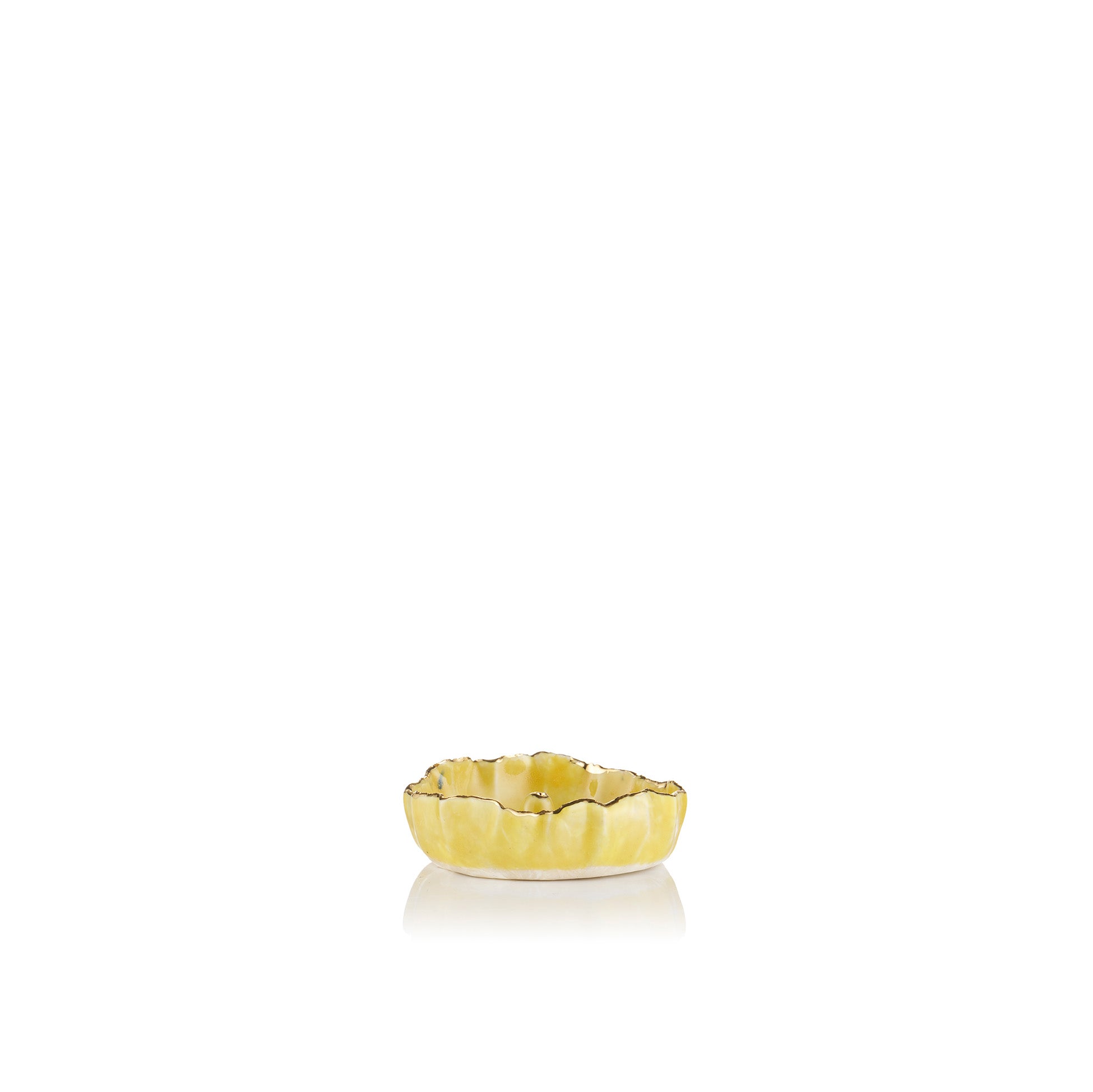 Gold Rim Yellow Pinch Incense Holder