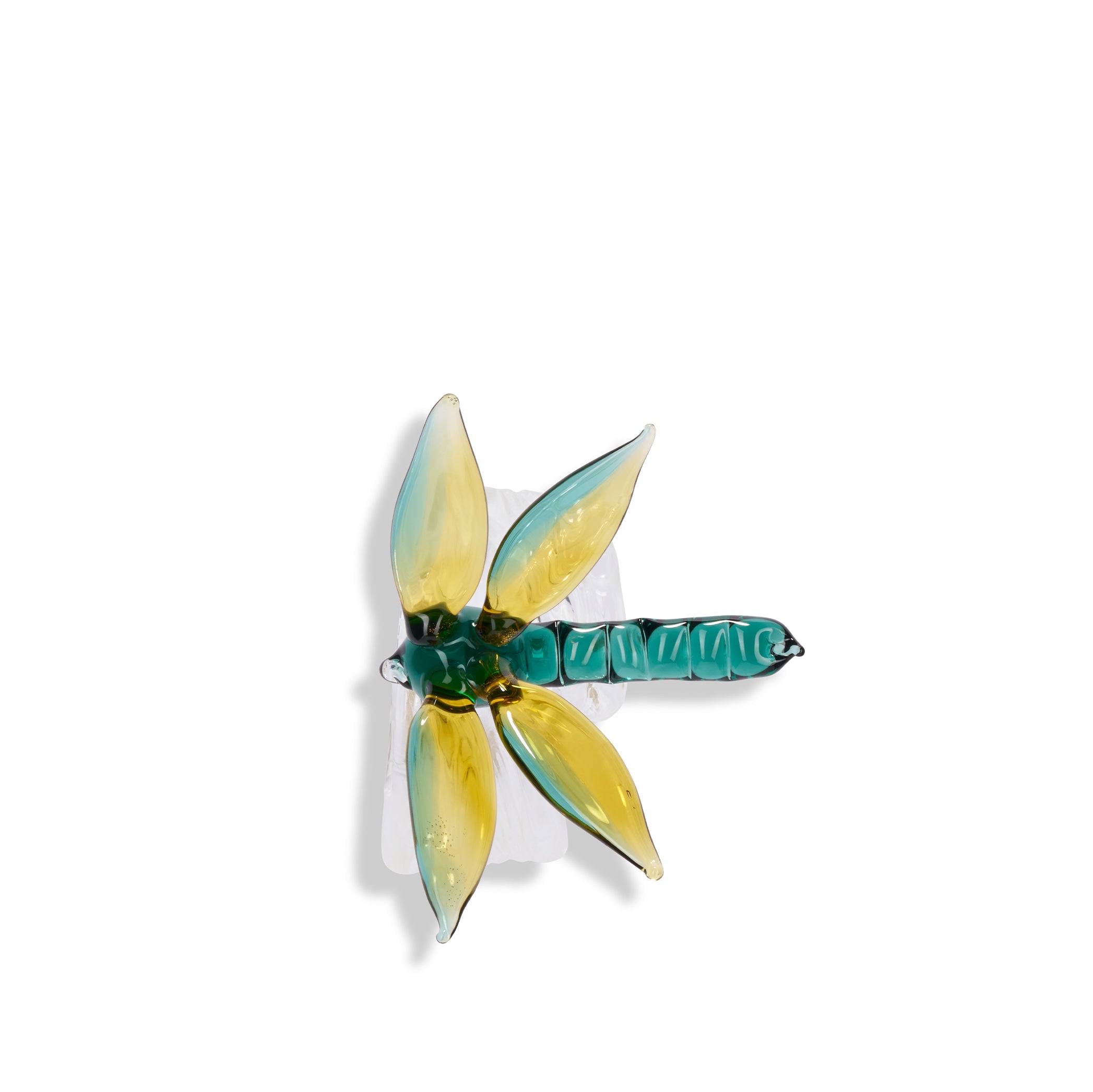 S&B Exclusive Handblown Glass Dragonfly Napkin Ring in Green & Yellow
