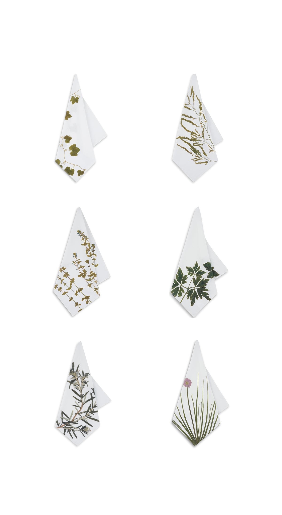 Set of Six 'Gastronomic' Herb Linen Napkins, 50x50cm