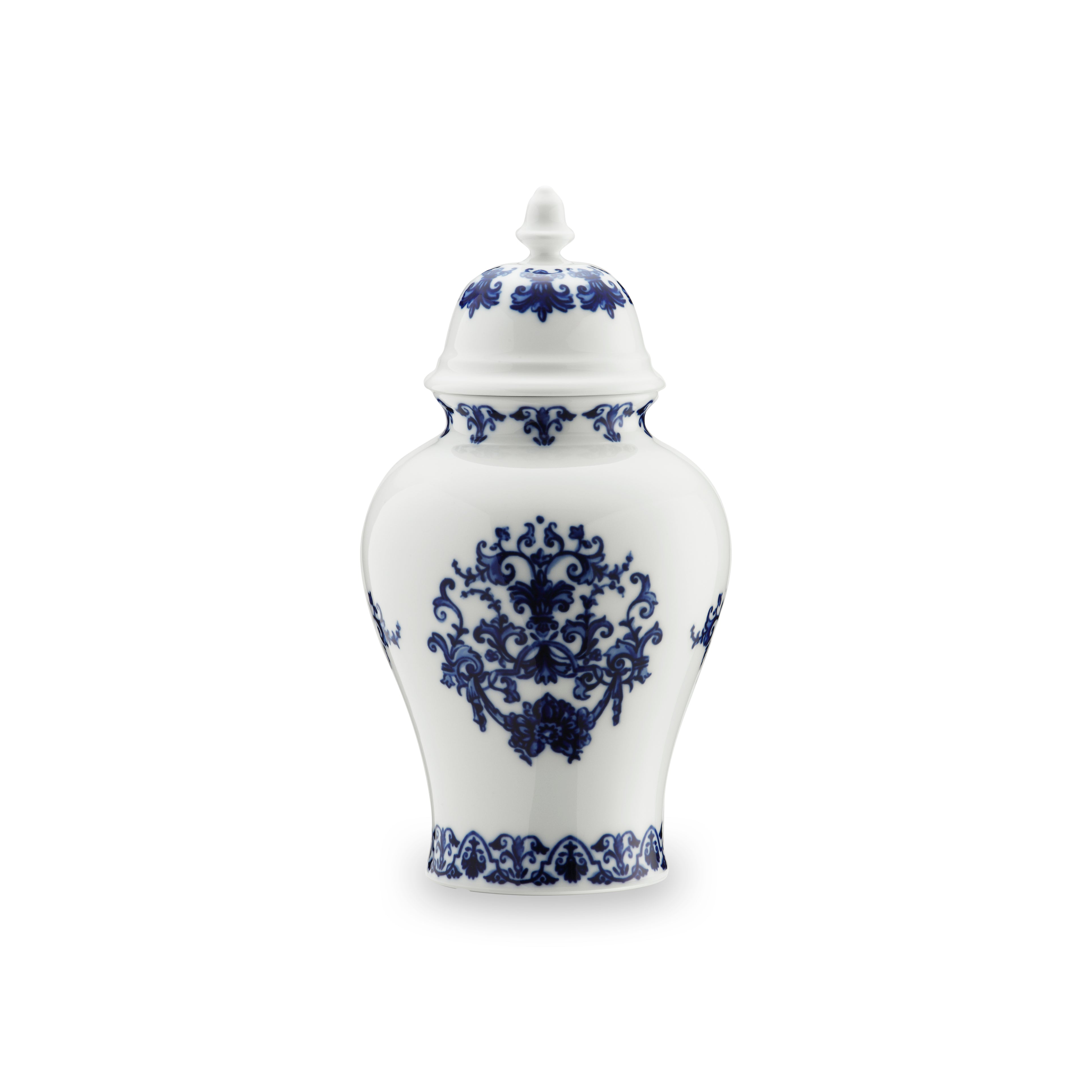 Potiche Vase with Cover in Babele Blu, 31cm