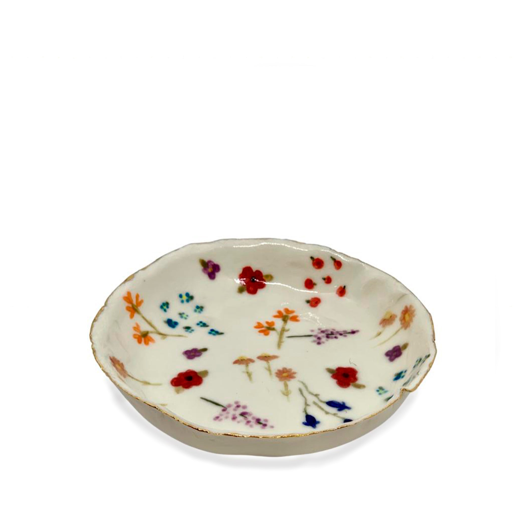 HB Jagged Bowl with Hand Painted Florals, 14cm