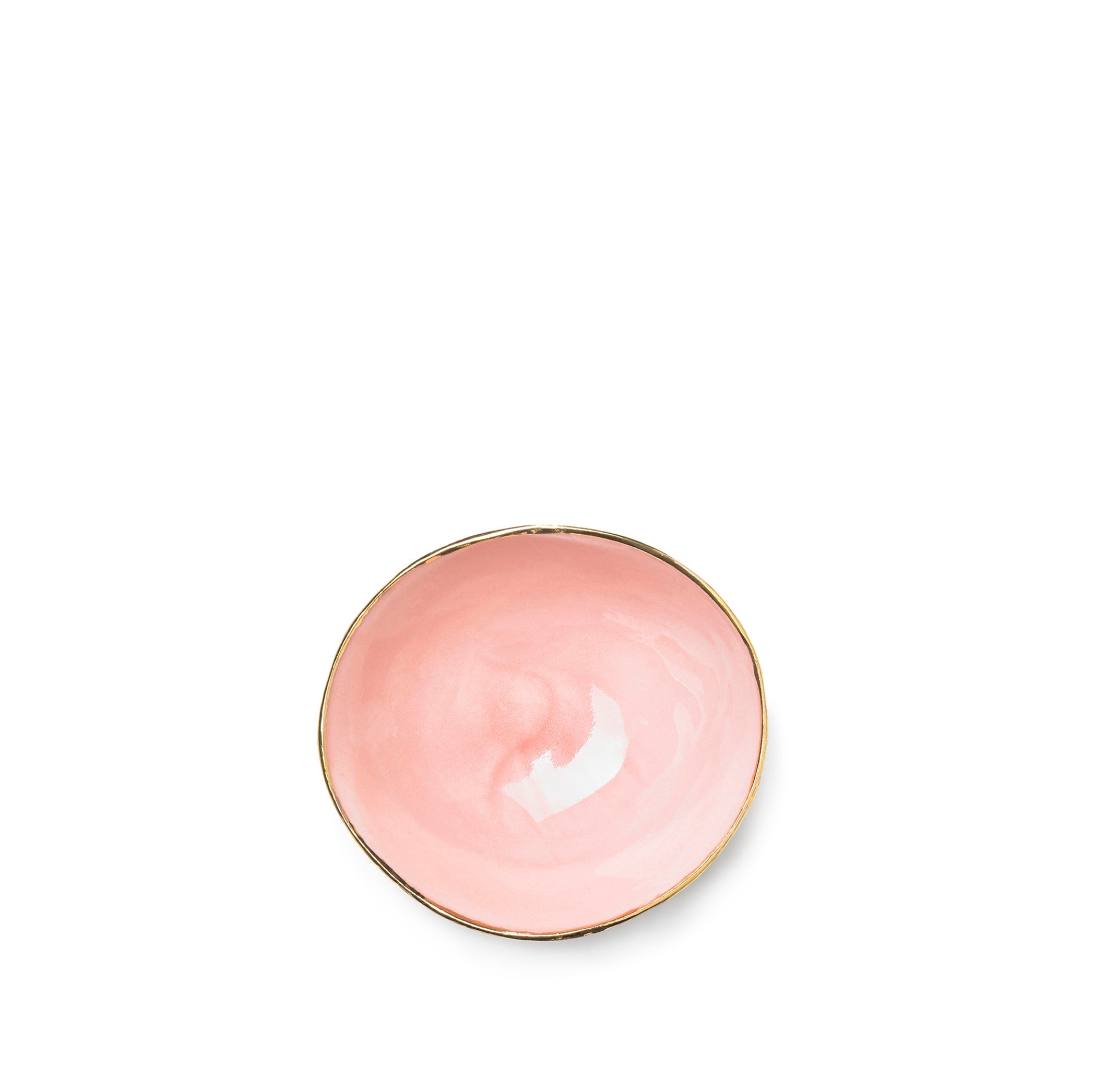 Pink Ceramic Bowl with Gold Rim, 16cm
