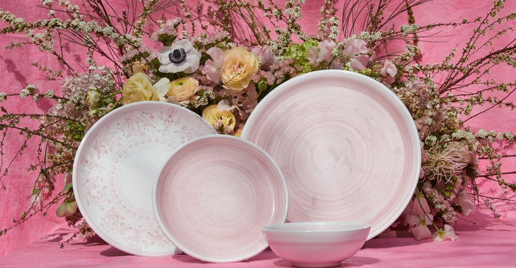 S&B 'Brushed' Ceramic Side Plate in Pastel Pink, 21cm