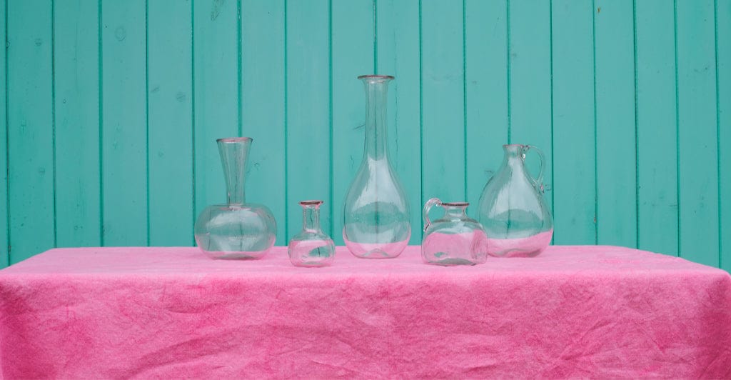 Handblown Glass Candlestick with Handle in Clear, 20cm