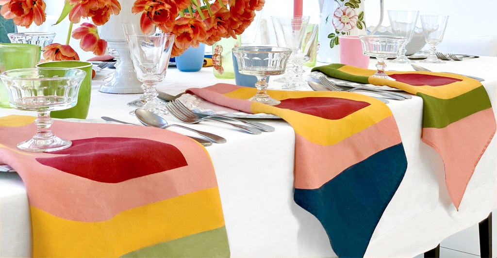 Set of Six S&B Heart Linen Napkins, 50x50cm