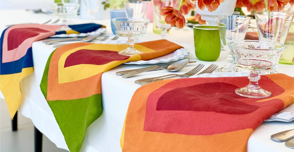 Set of Six S&B Heart Linen Napkins, 50x50cm