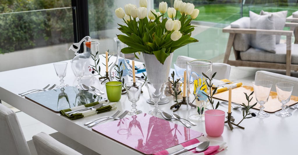 Falling Flower Cork-Backed Placemat in Pale Pink, 29 x 38cm