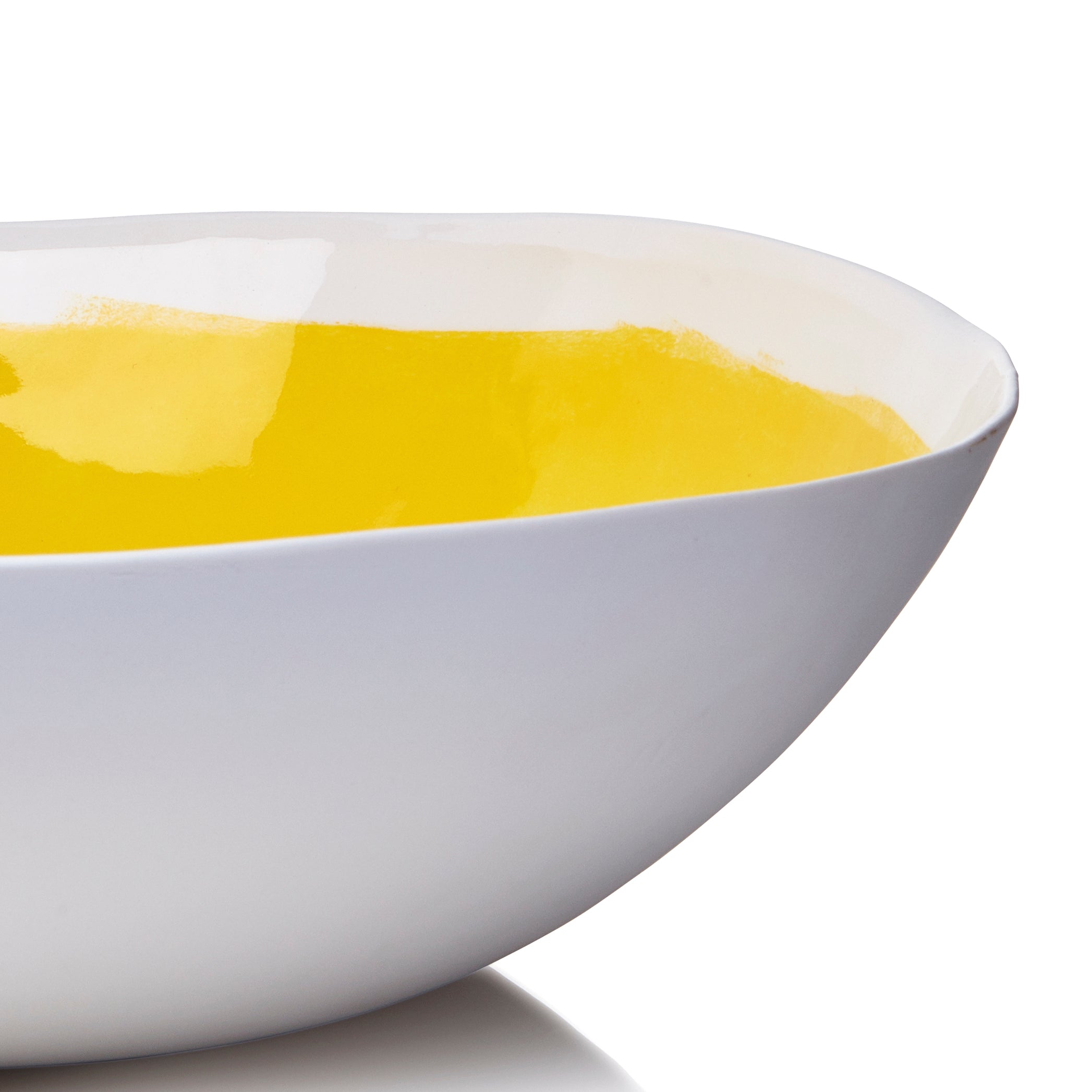 Summerill & Bishop Handmade 43cm Porcelain Extra Large Salad Bowl with Yellow Glaze