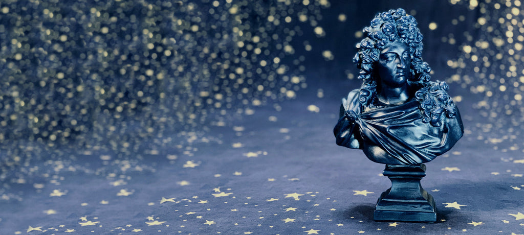 Louis XIV Carved Wax Bust in Royal Blue, 35cm