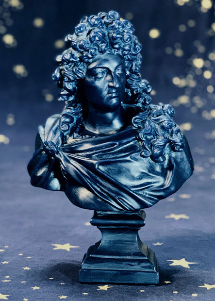 Louis XIV Carved Wax Bust in Royal Blue, 35cm