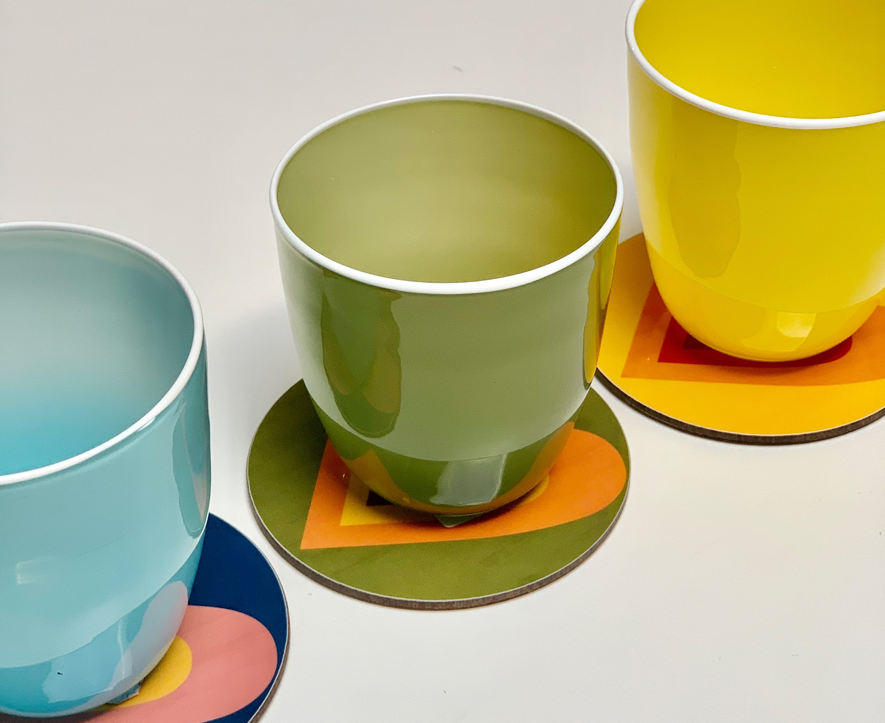 Set of Six Heart Cork-Backed Coasters in Mixed Colours