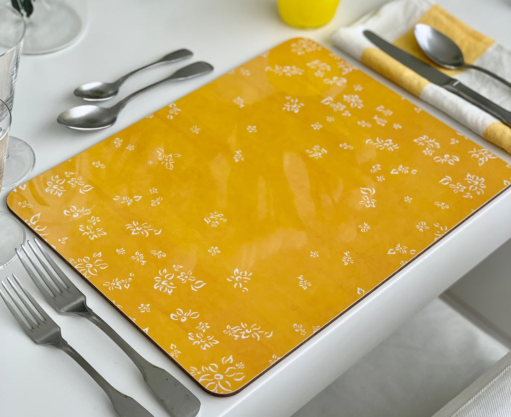 Falling Flower Cork-Backed Placemat in Pale Pink, 29 x 38cm