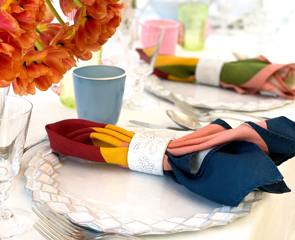 Set of Six S&B Heart Linen Napkins, 50x50cm