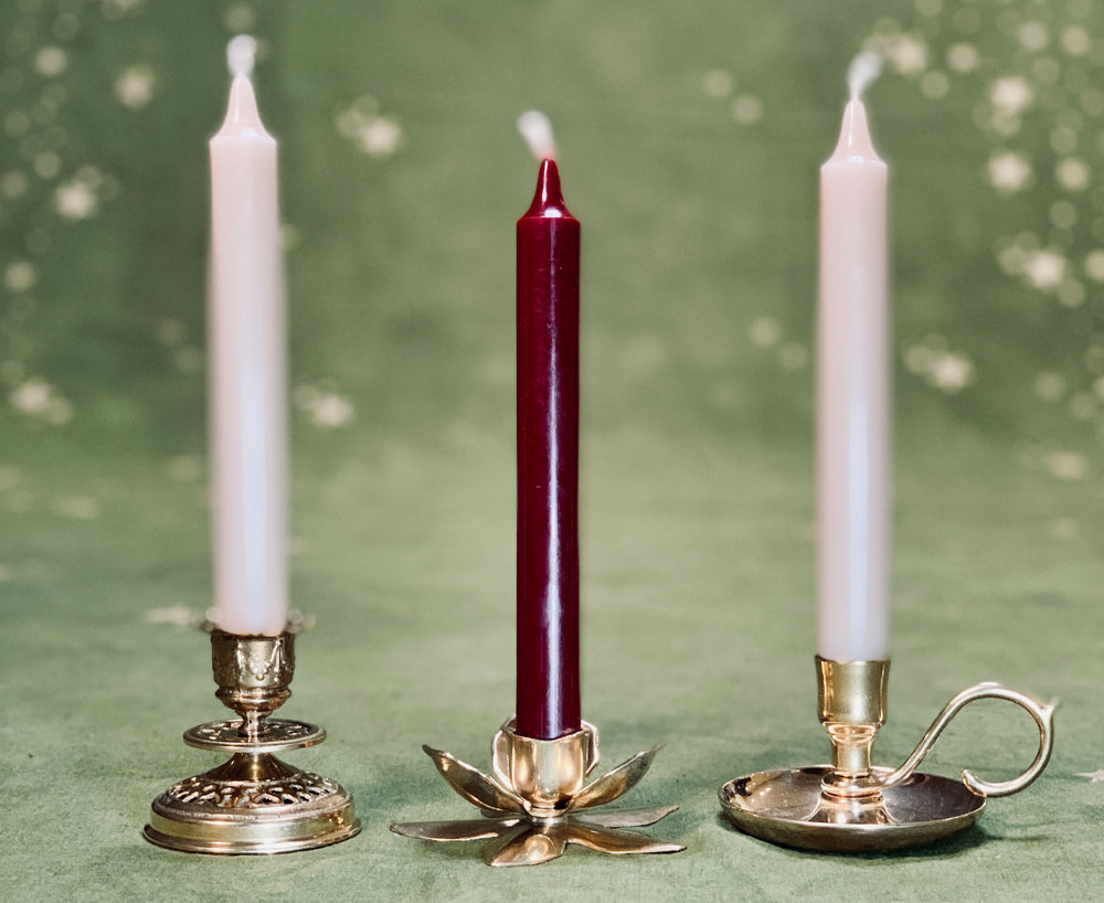 Set of Six Madeleine Candles in Burgundy, 20cm