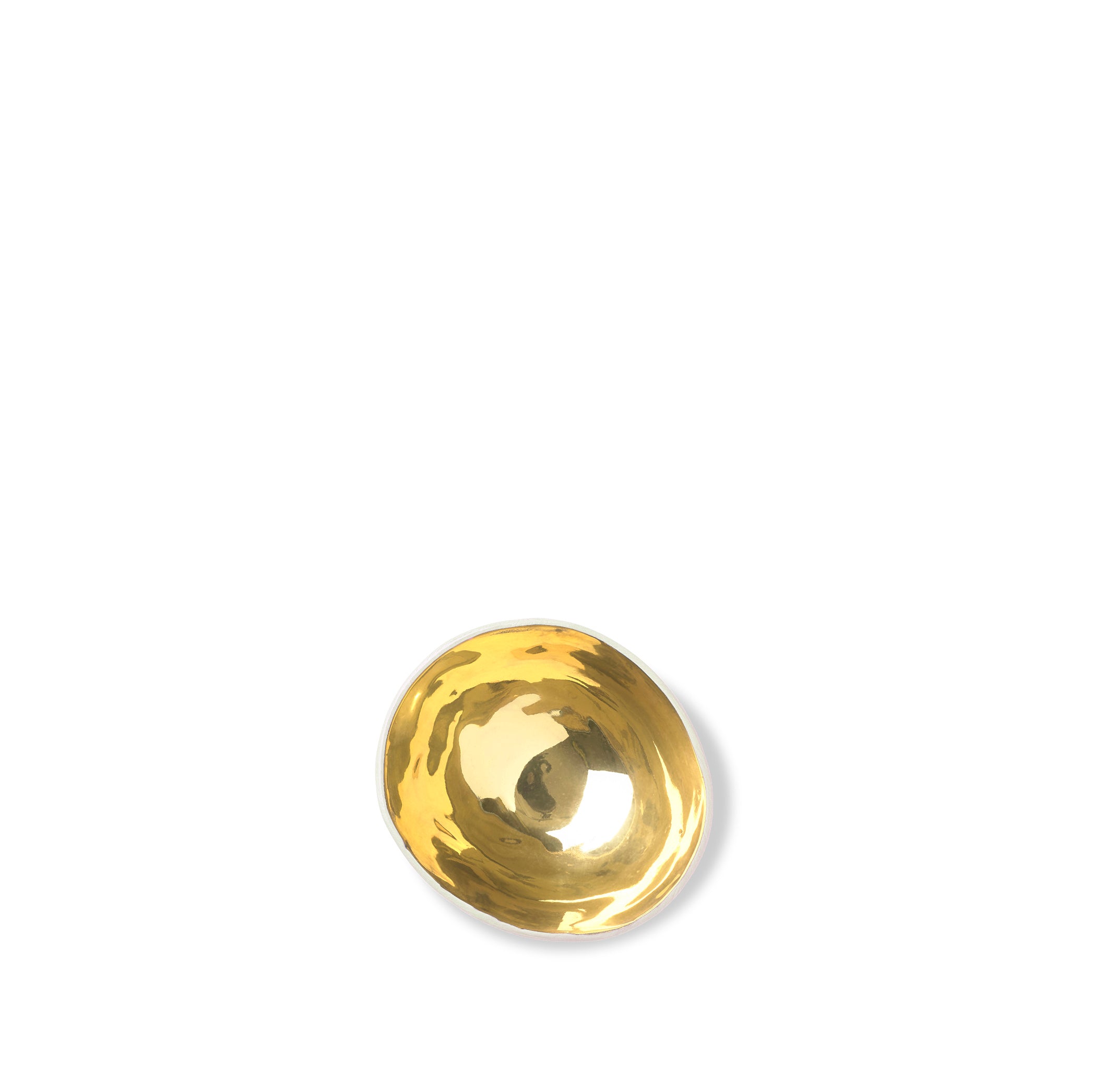 Small White Ceramic Bowl with Gold Glaze, 6cm