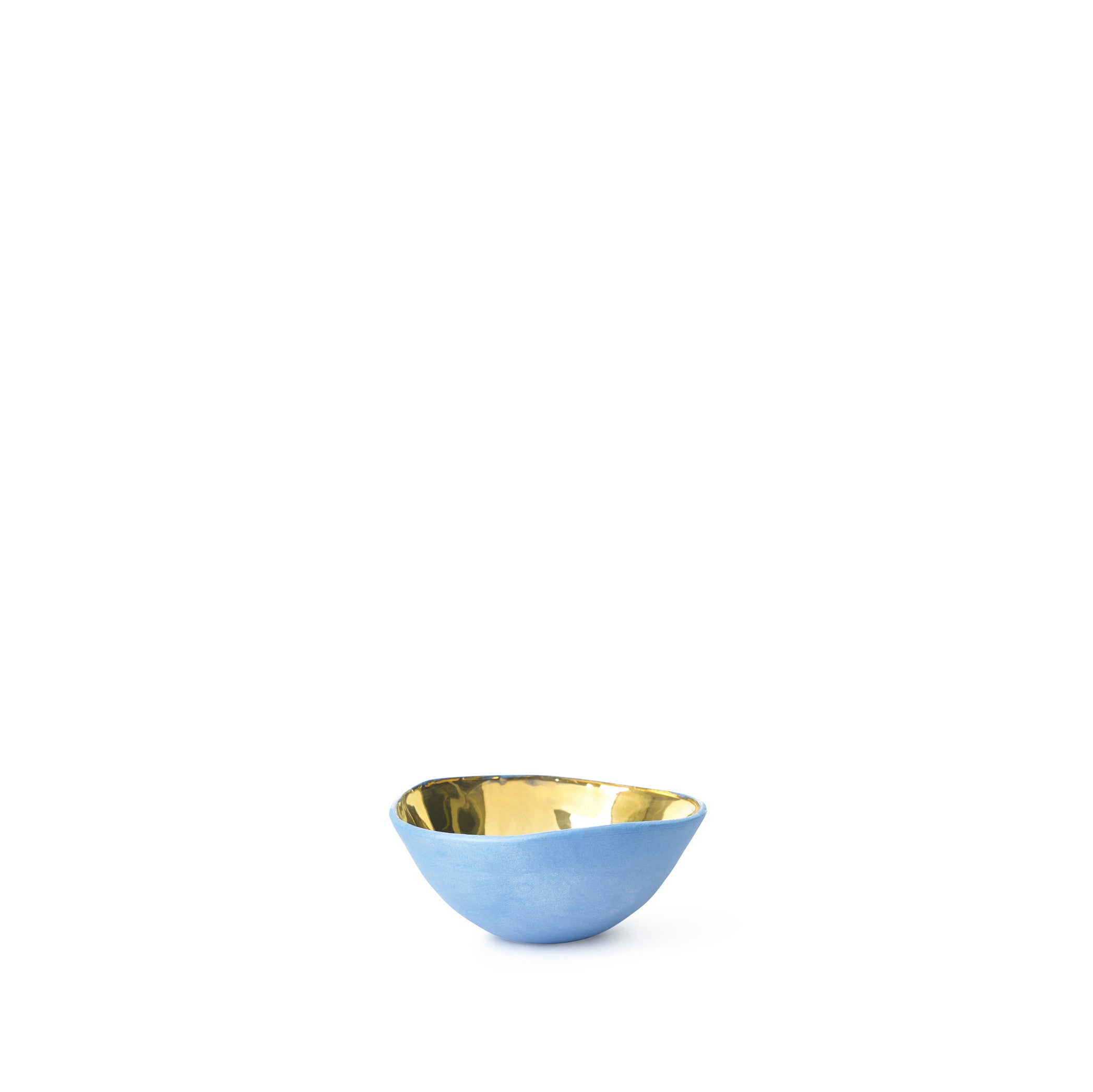 Small Blue Ceramic Bowl with Gold Glaze, 6cm