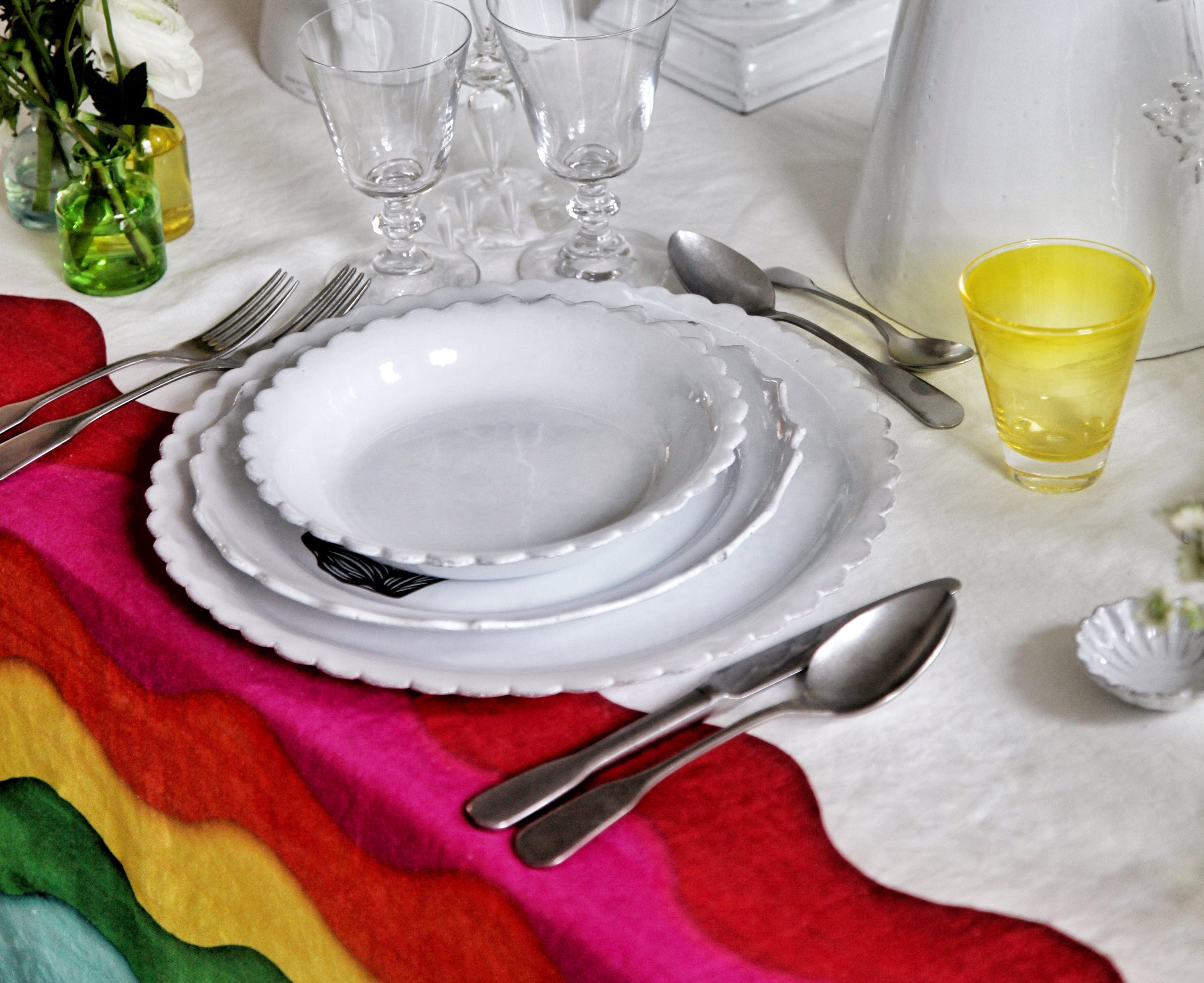 Sunrise Rainbow Linen Tablecloth in Multicolours