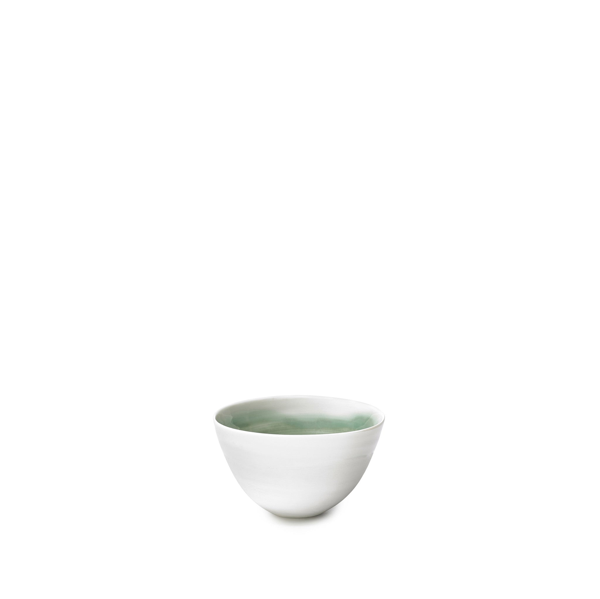 Small Dark Green Porcelain Bowl with White Edge, 8cm