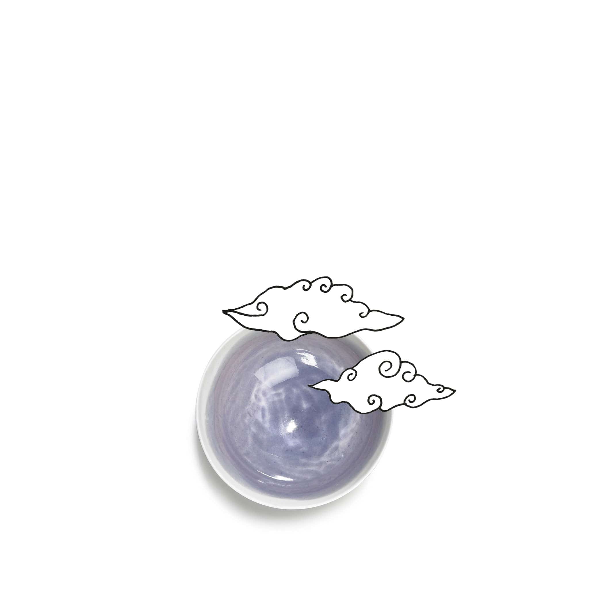 Small Violet Porcelain Bowl with White Edge, 8cm