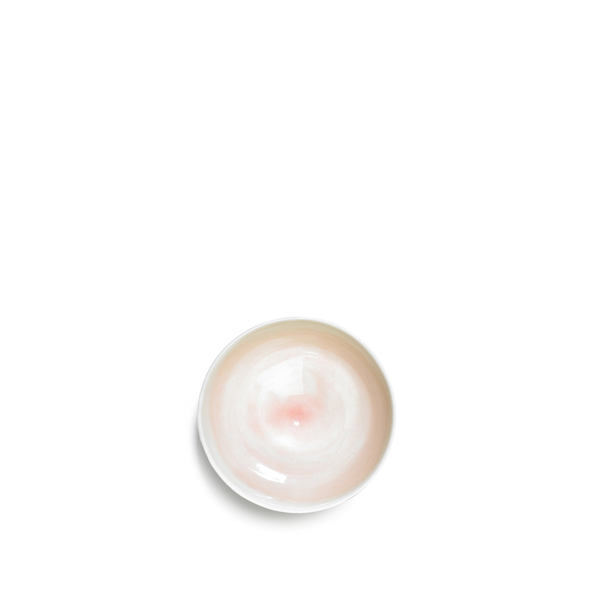 Small Soft Pink Porcelain Bowl with White Edge, 8cm