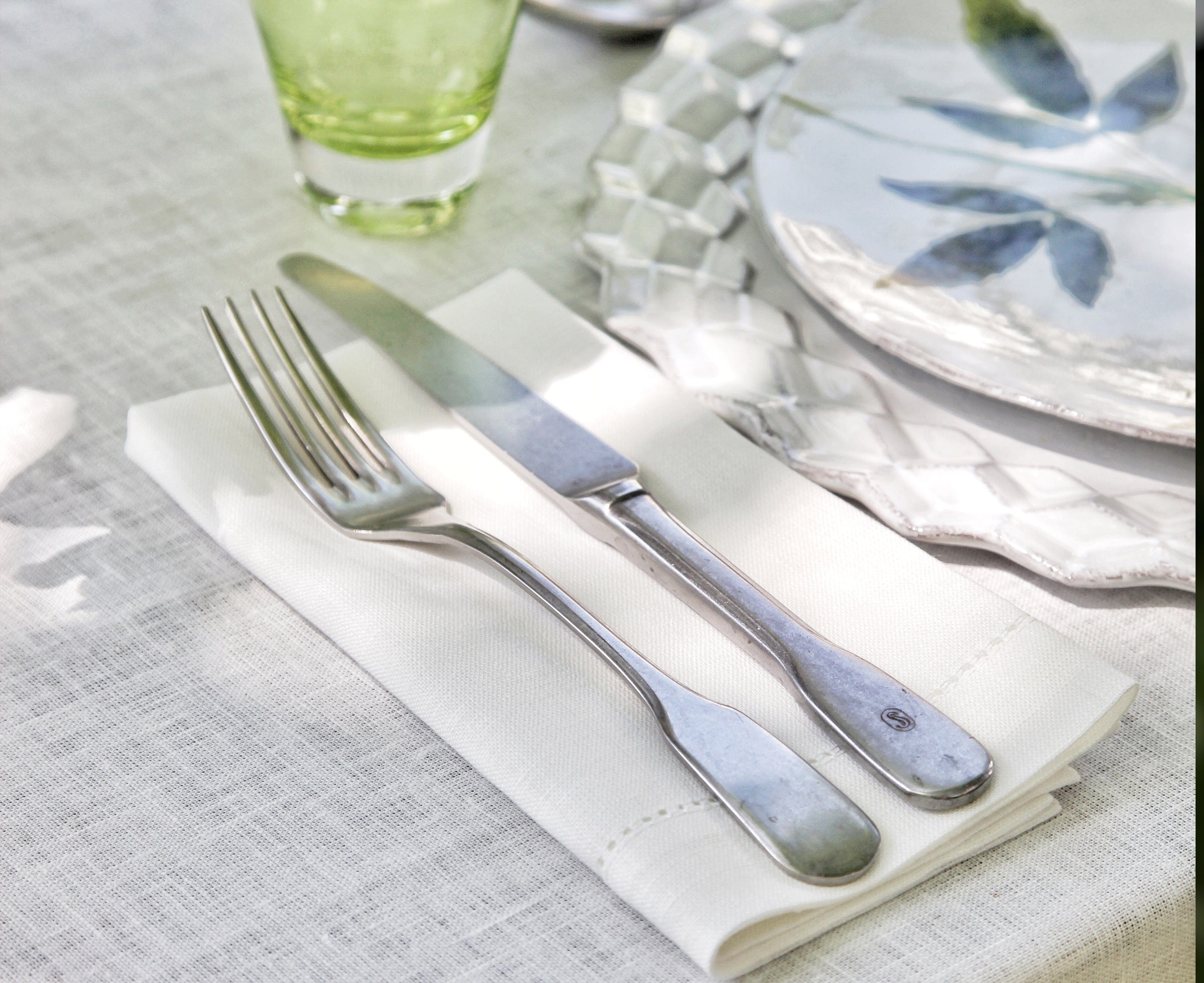 Summerill & Bishop Beautiful White Hemstitch Linen Tablecloth