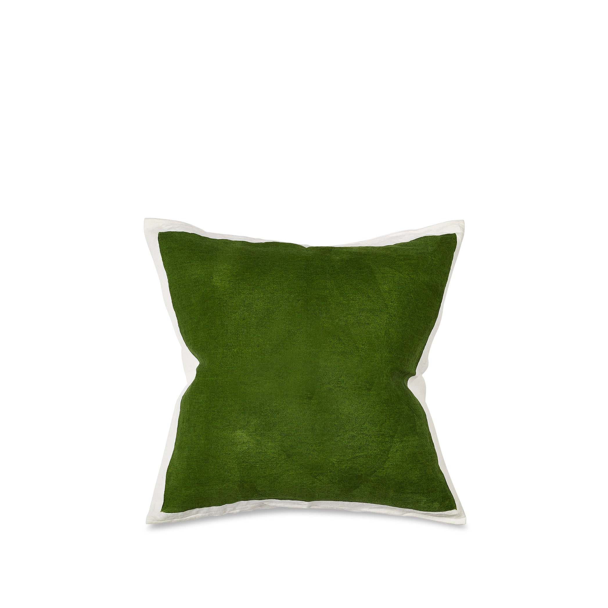 Hand Painted Linen Cushion in Avocado Green, 50cm x 50cm