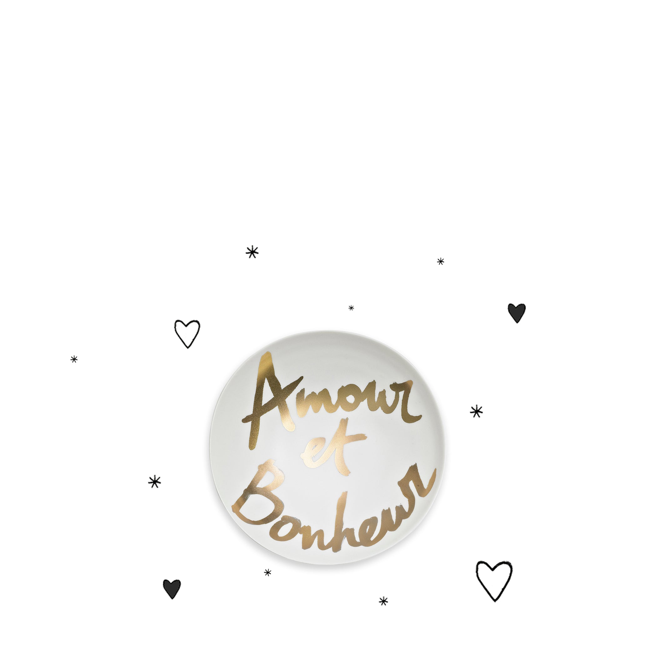 Amour Bonheur Porcelain Bowl in Matte Gold