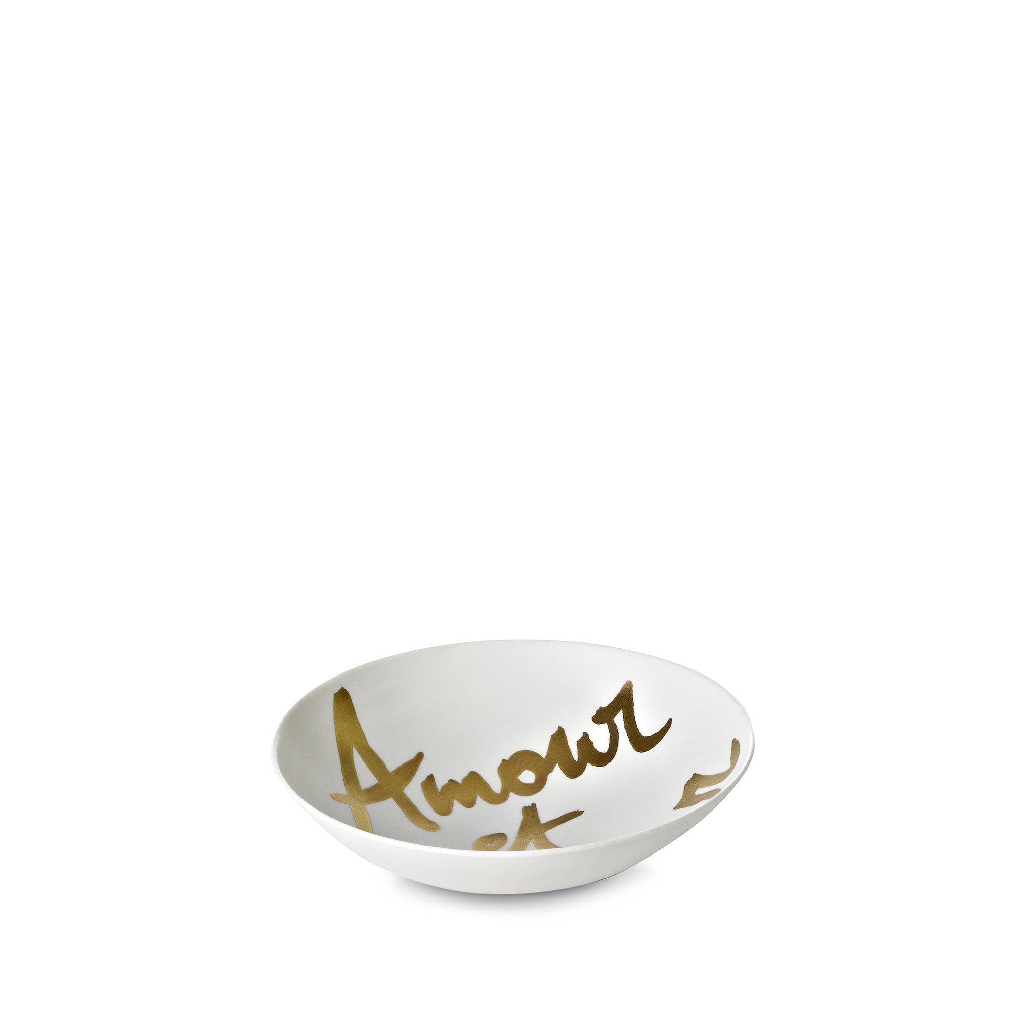 Amour Bonheur Porcelain Bowl in Matte Gold