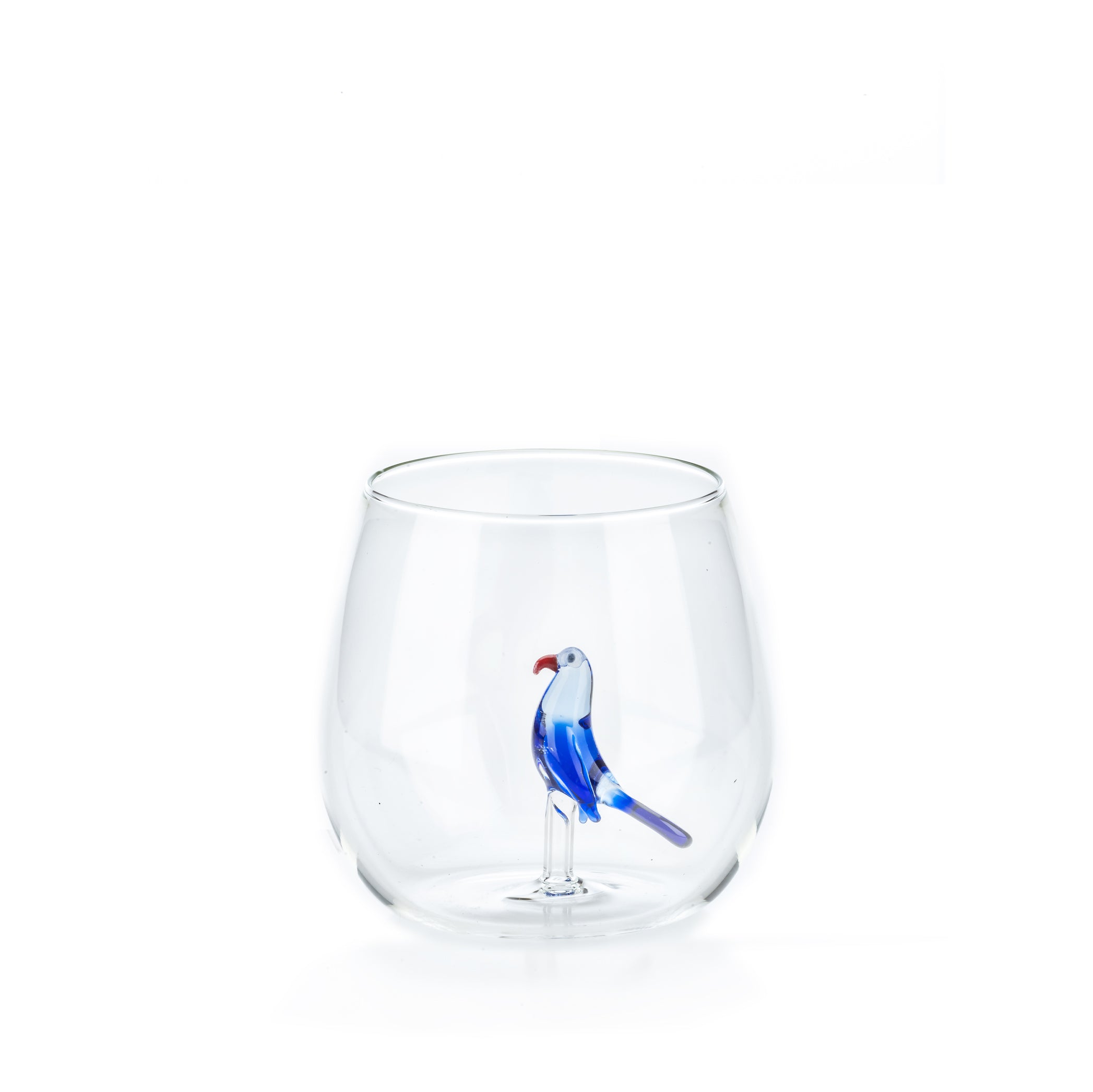 Handblown Tropical Blue Bird Glass