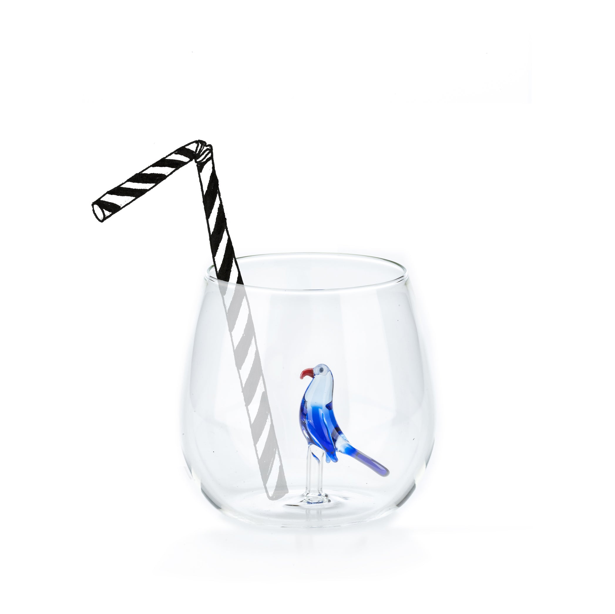 Handblown Tropical Blue Bird Glass