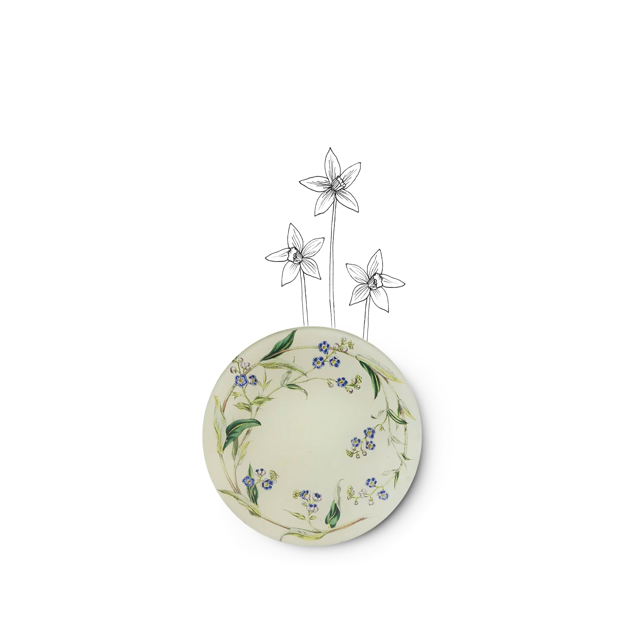 John Derian 'Blue Garland' Round Plate, 13cm