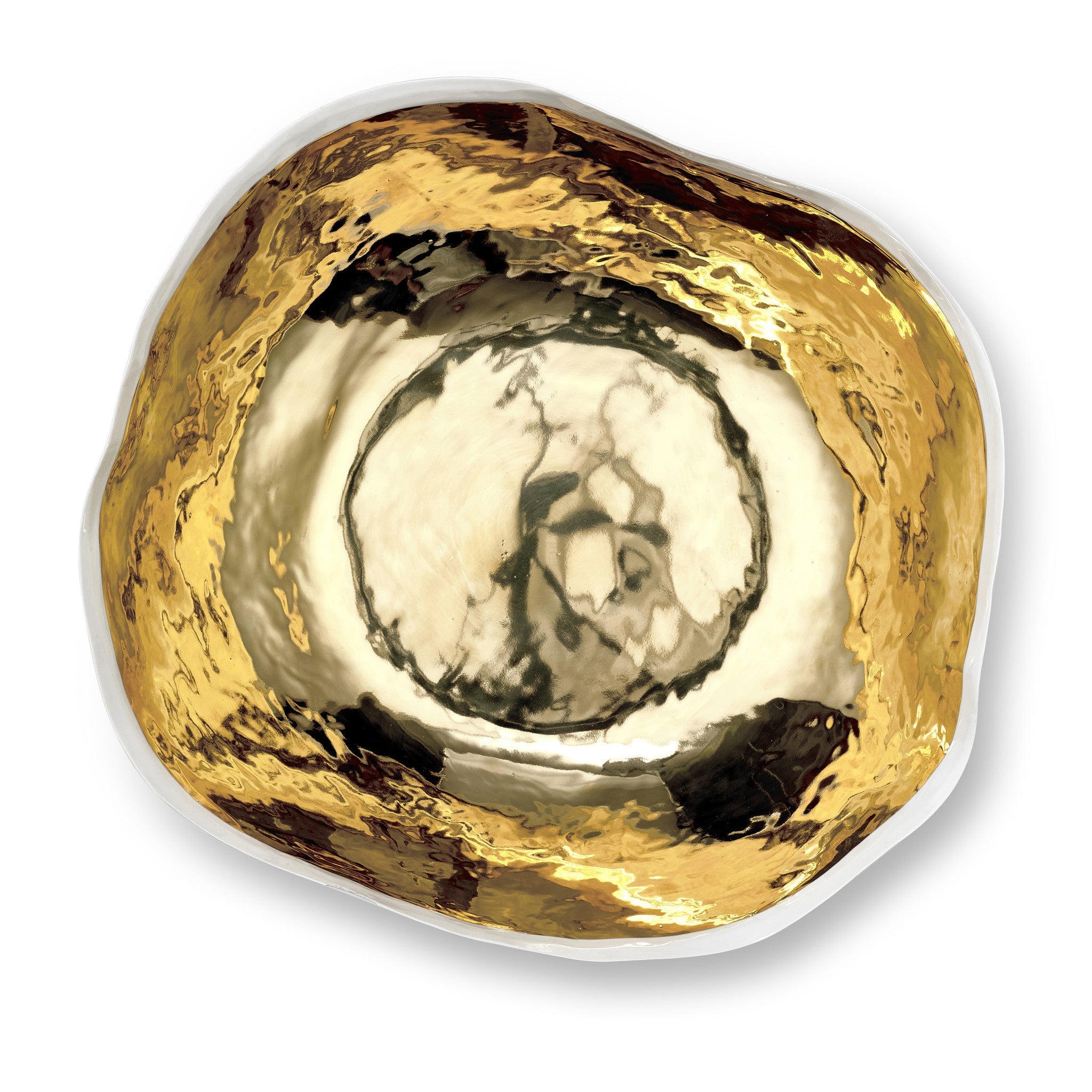 Handmade Extra Large Salad Bowl with Gold Glaze, 43cm