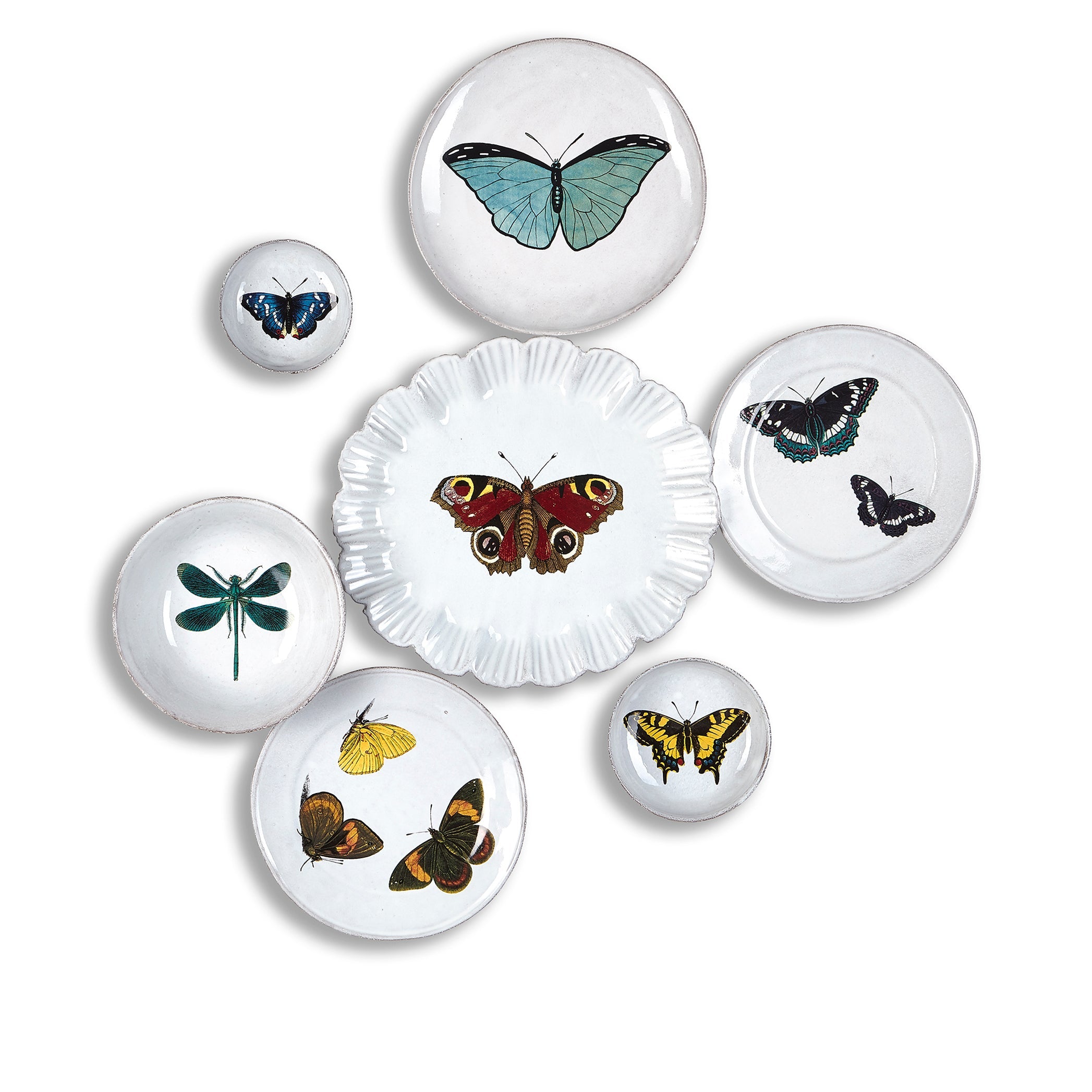 Three Butterflies Plate by Astier de Villatte, 19cm