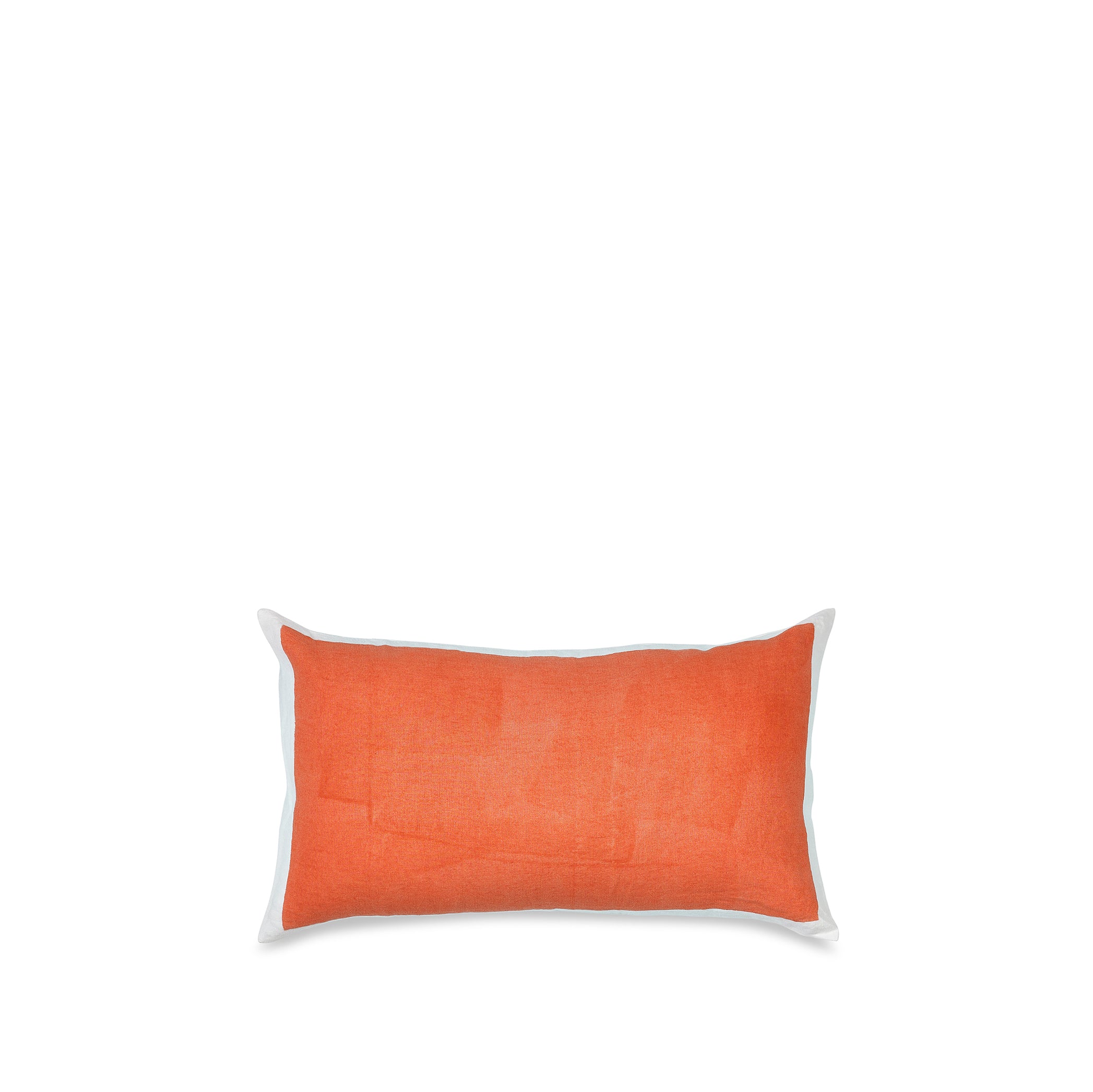 Hand Painted Linen Cushion in Coral, 50cm x 30cm