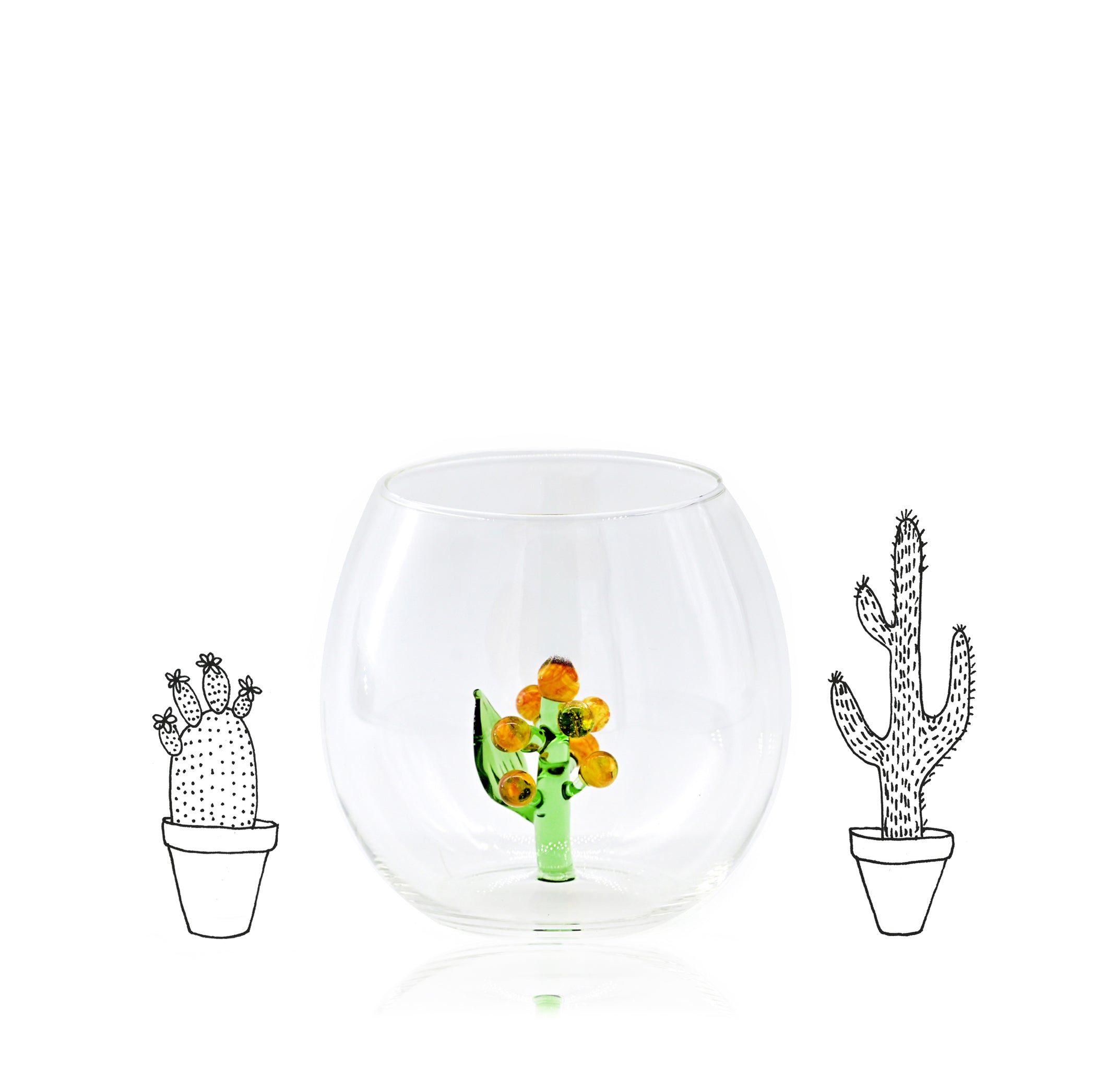 Handblown Yellow Cactus Flower Glass