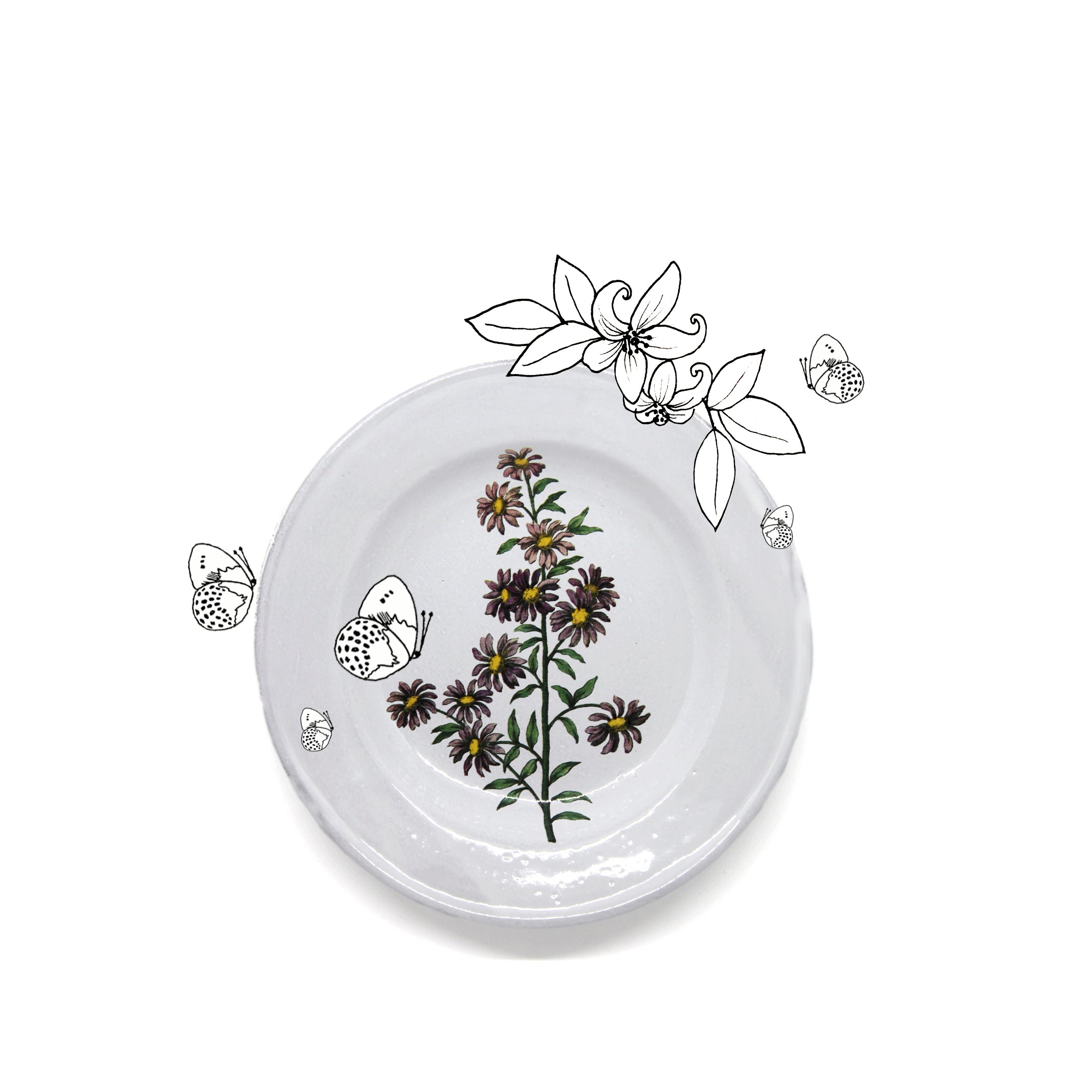 Carolina Star Flower Plate by Astier de Villatte, 22cm