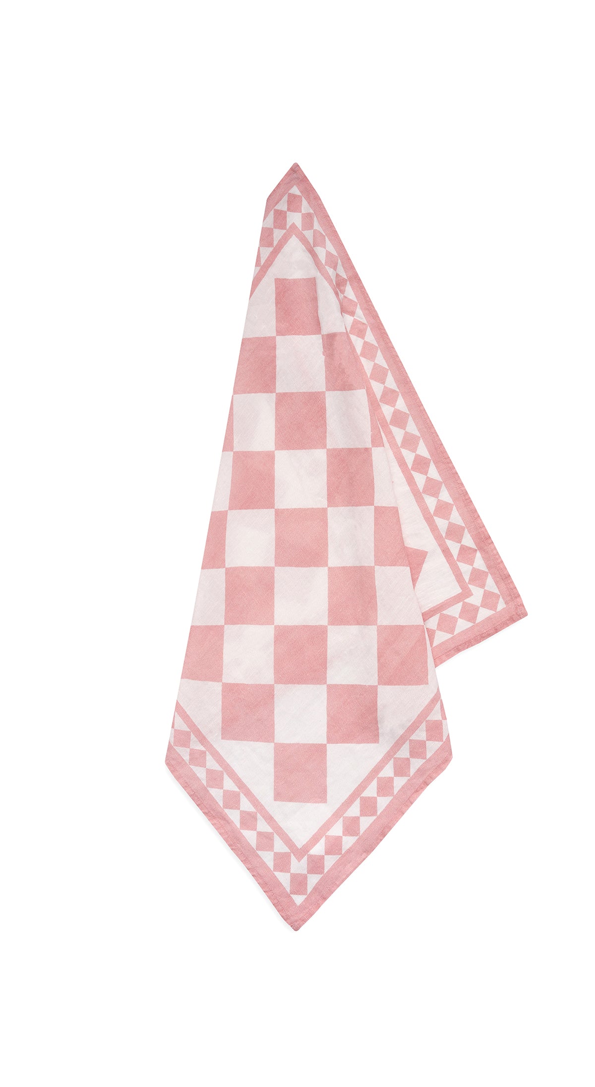 'Pink Check' Summerill & Bishop x Claridge's Linen Napkin, 50x50cm