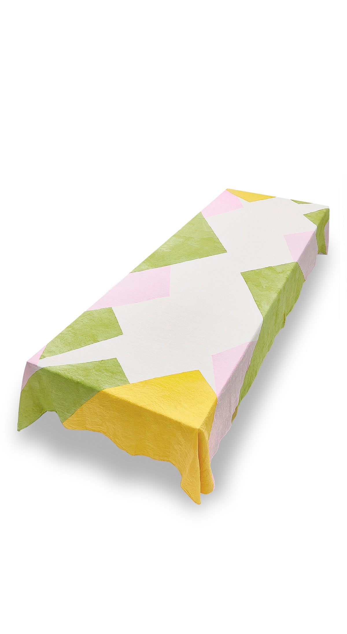Cubism Linen Tablecloth in Pink, Green and Yellow