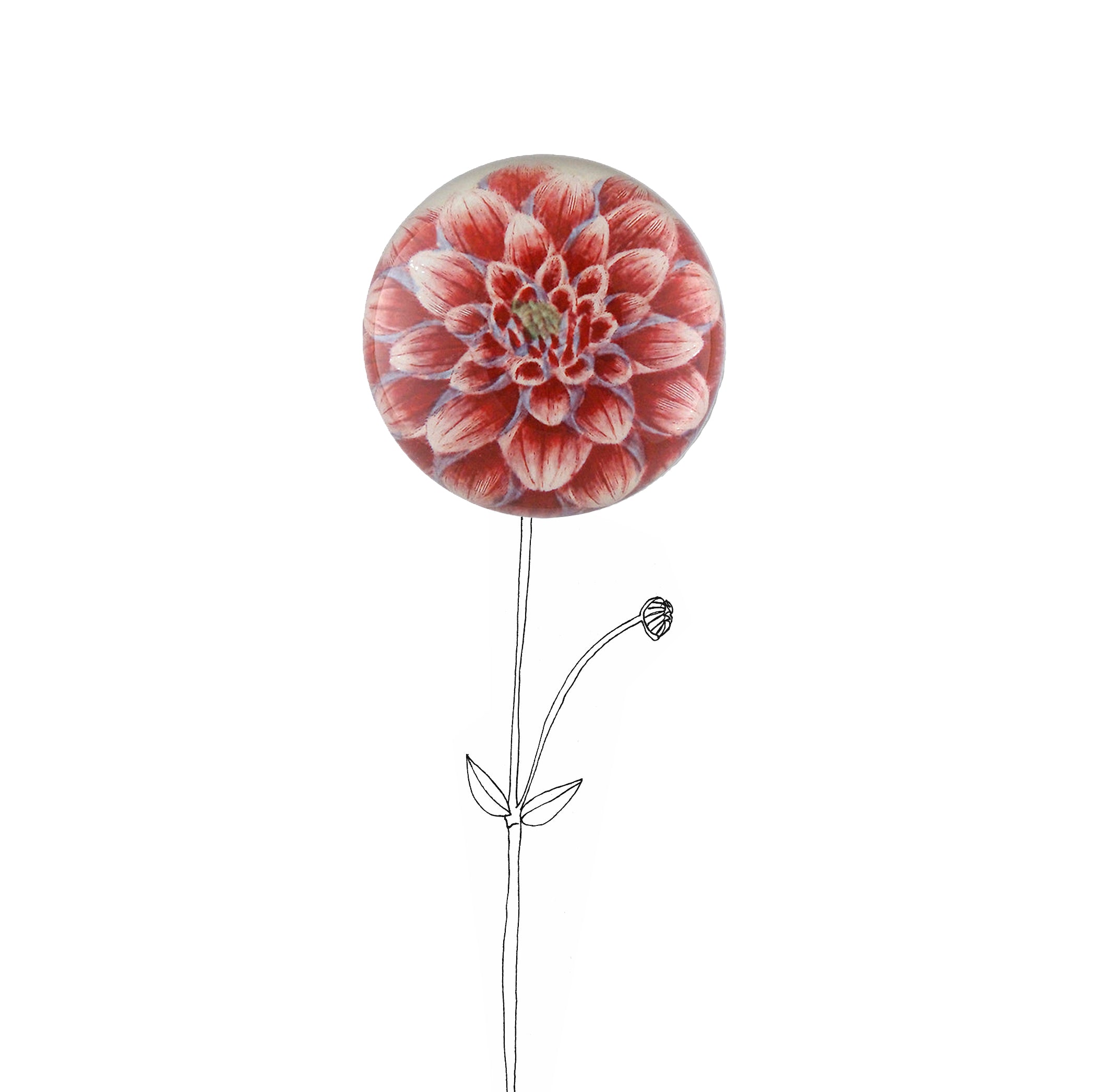 John Derian 'Dark Pink Dahlia' Paperweight, 9cm