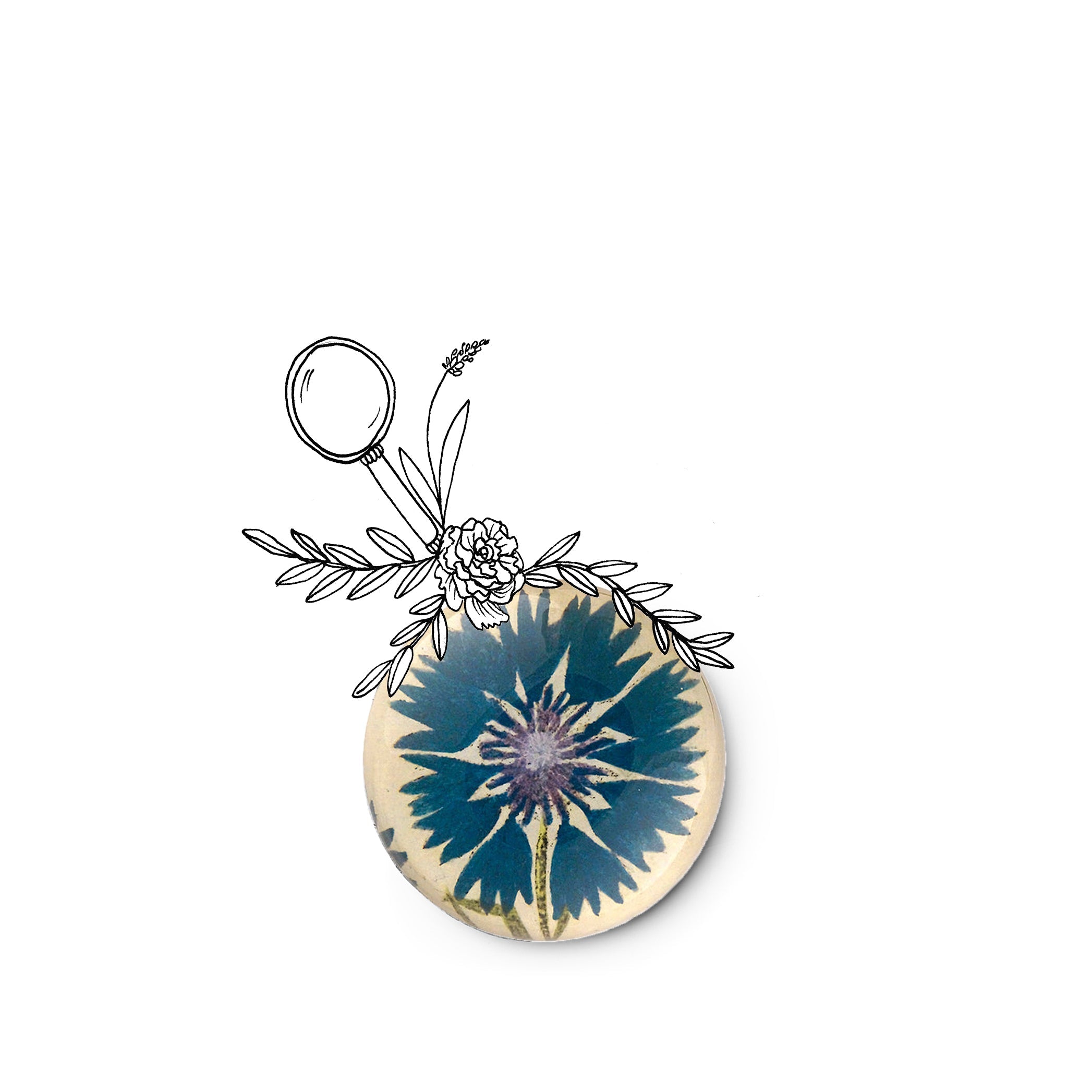 John Derian 'Deep Blue Cornflower' Paperweight, 9cm