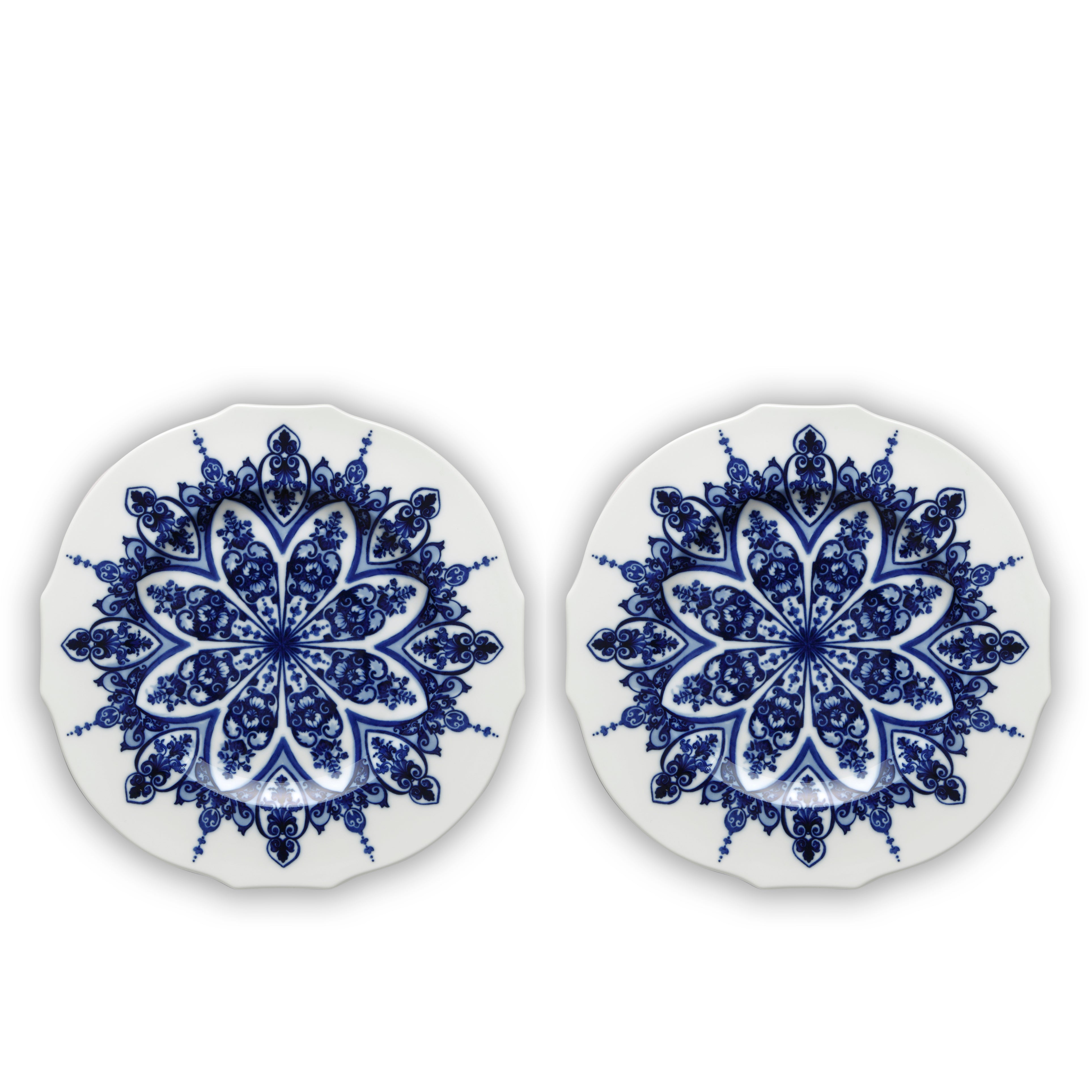 Set of 2 Duchessa Dinner Plates in Babele Blu, 27cm