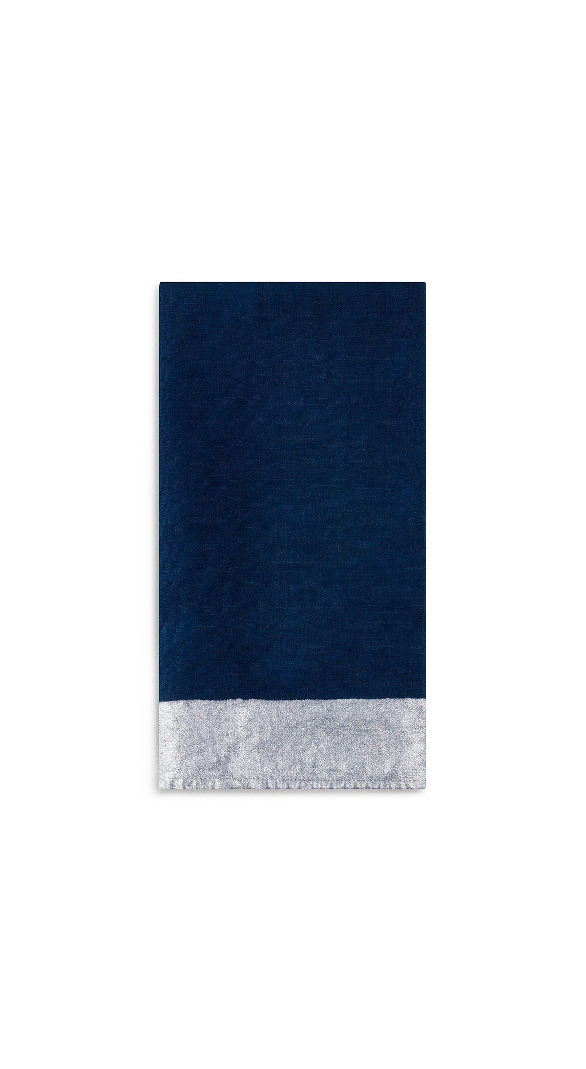 Silver Edge Linen Napkin in Midnight Blue, 50x50cm