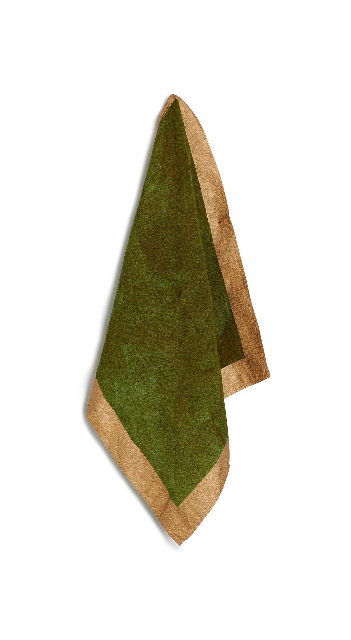 'Gold Edge' Linen Napkin in Avocado Green, 50x50cm