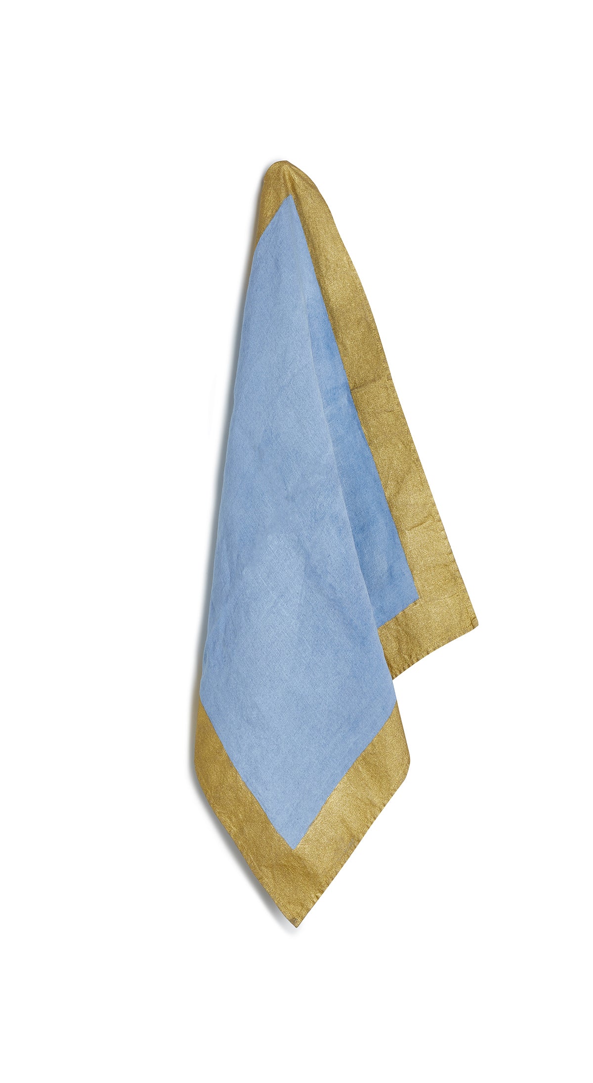 'Gold Edge' Linen Napkin in Pale Blue, 50x50cm