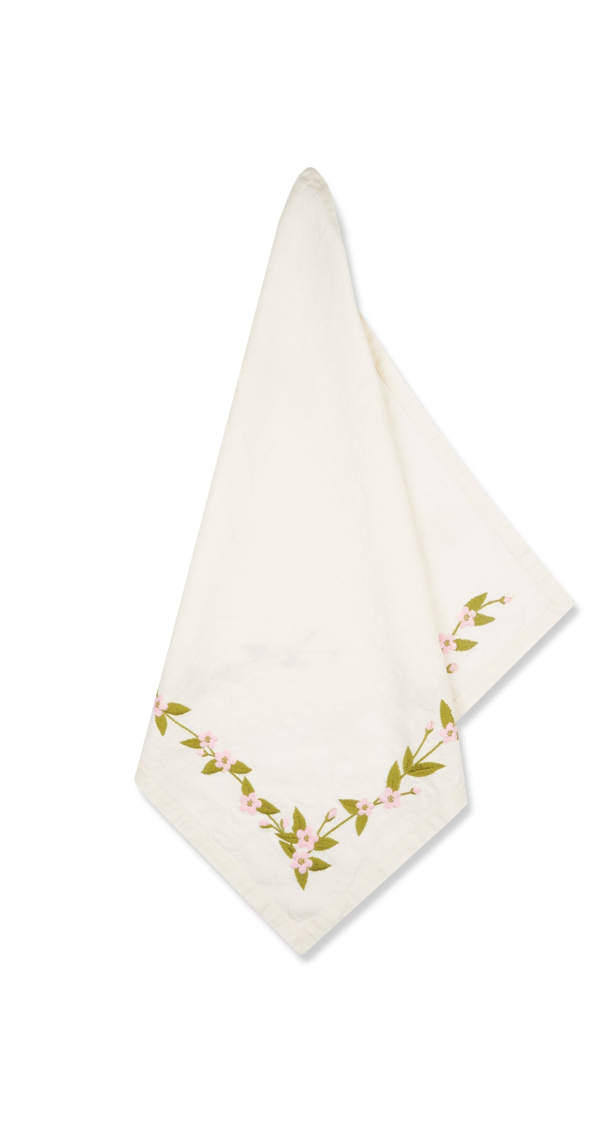 Embroidered Cherry Blossom Linen Napkin, 50x50cm